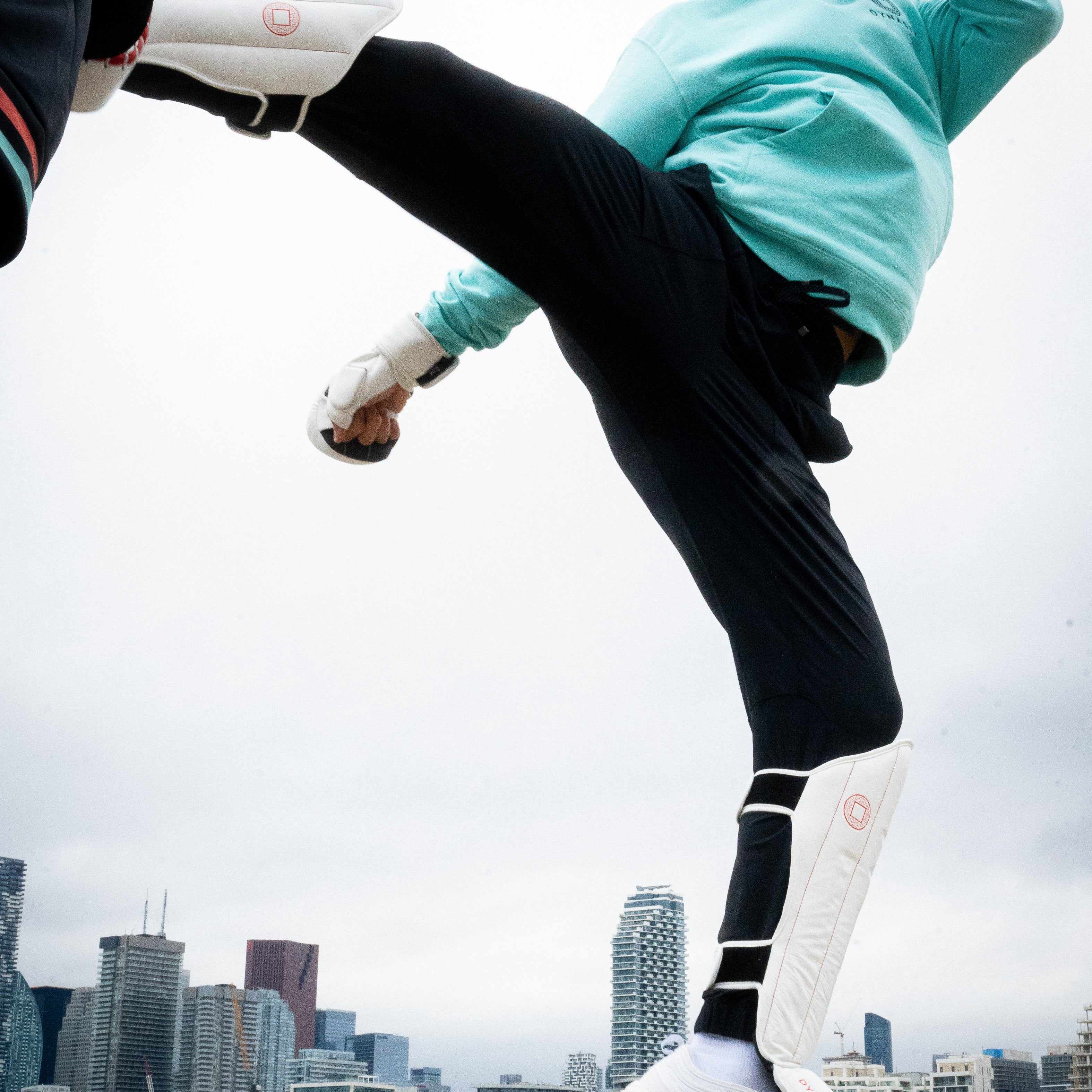 Dynasty Pro Striking Shin Guards (White / Red)-Striking / Protective Gear - Dynasty Clothing MMA