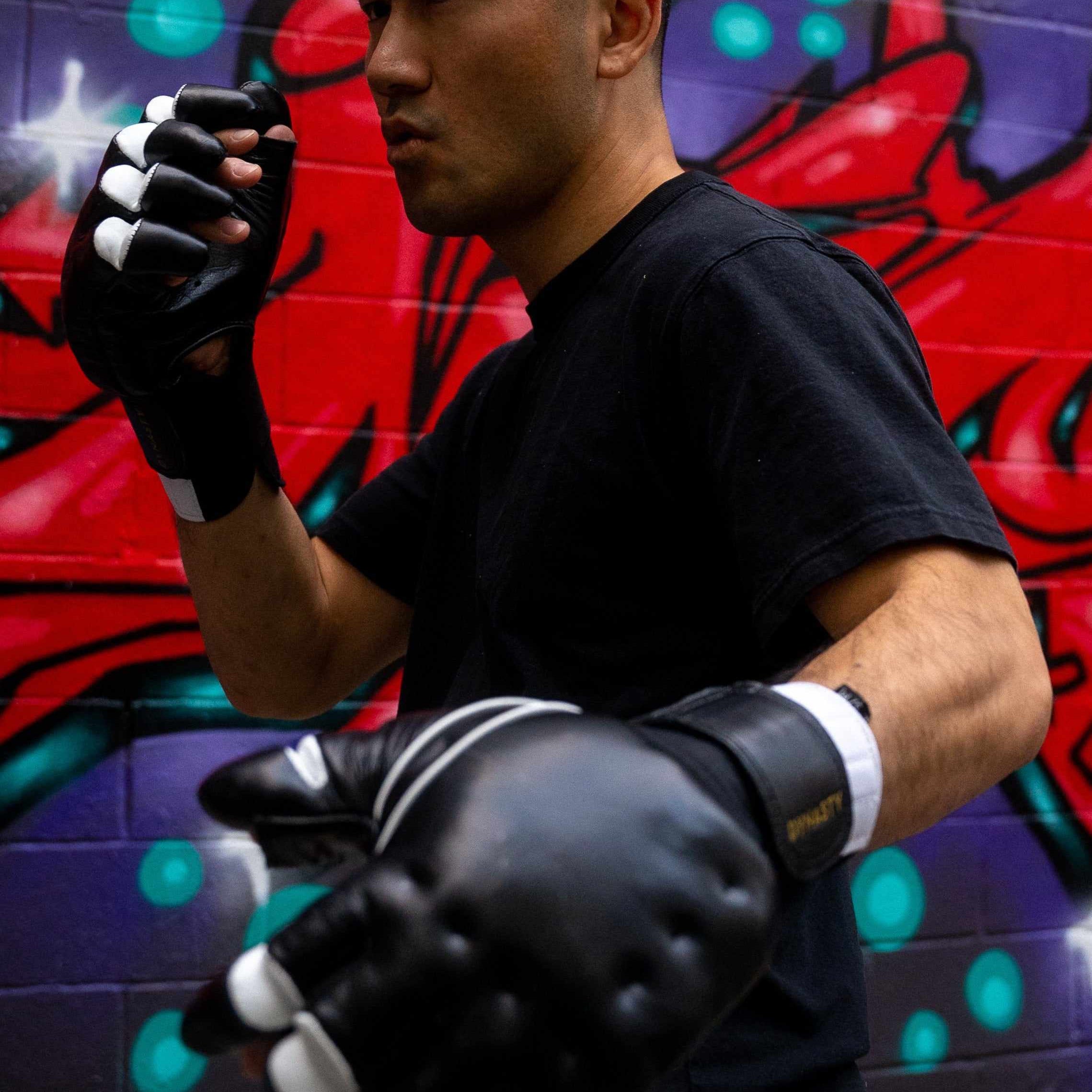 "Enter The Dragon" Old School Kung Fu Combat Gloves (Black)-MMA Gloves - Dynasty Clothing MMA