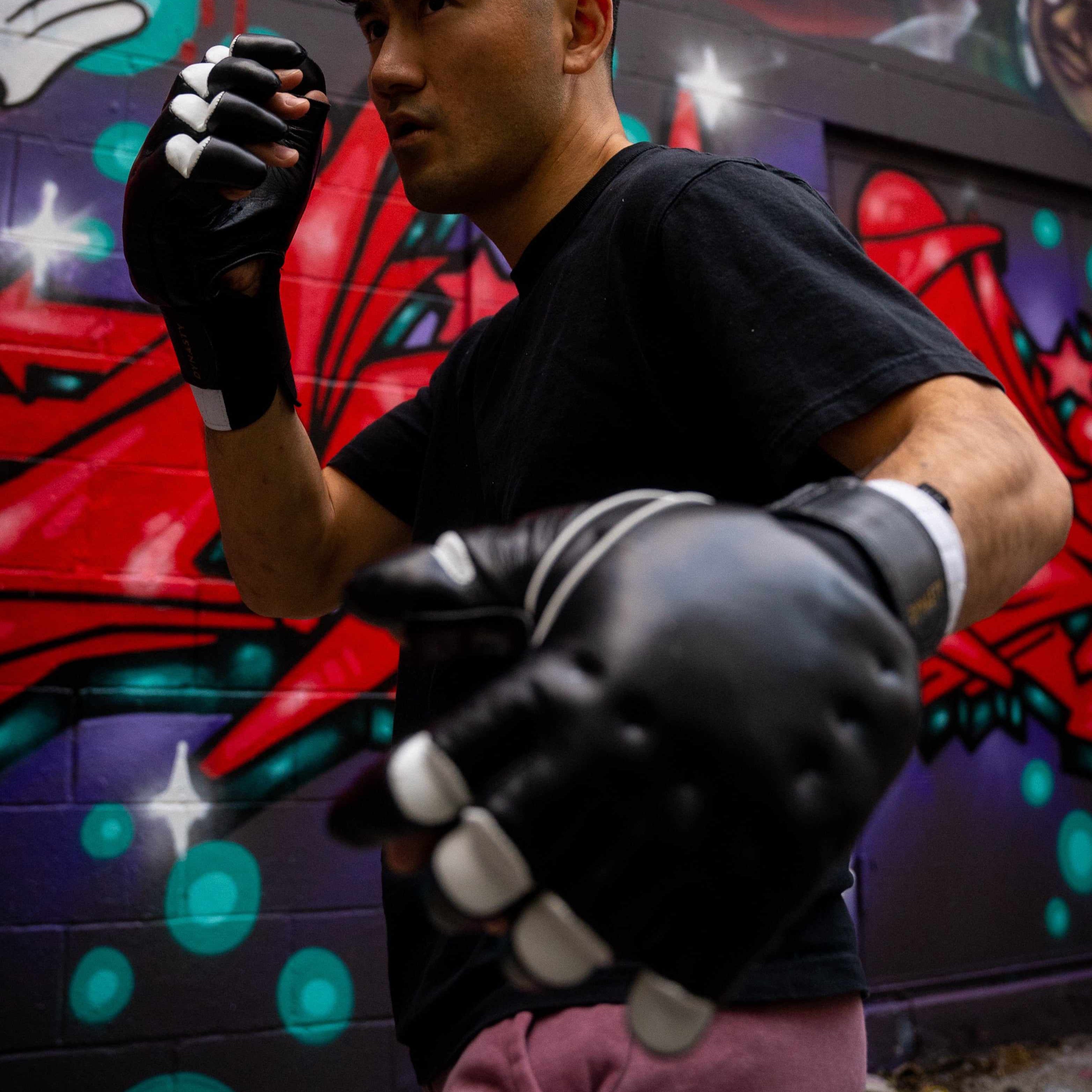 "Enter The Dragon" Old School Kung Fu Combat Gloves (Black)-MMA Gloves - Dynasty Clothing MMA
