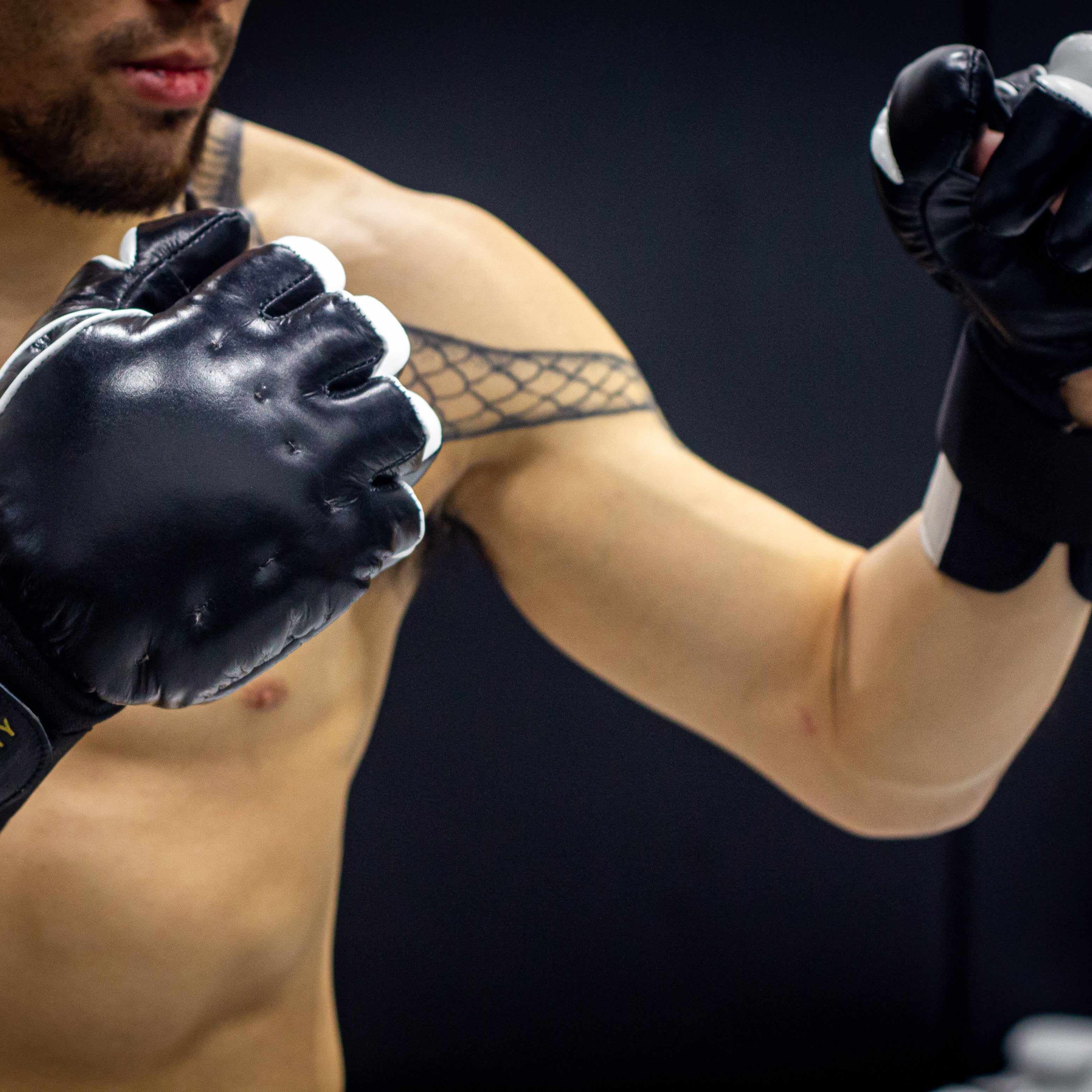 "Enter The Dragon" Old School Kung Fu Combat Gloves (Black)-MMA Gloves - Dynasty Clothing MMA