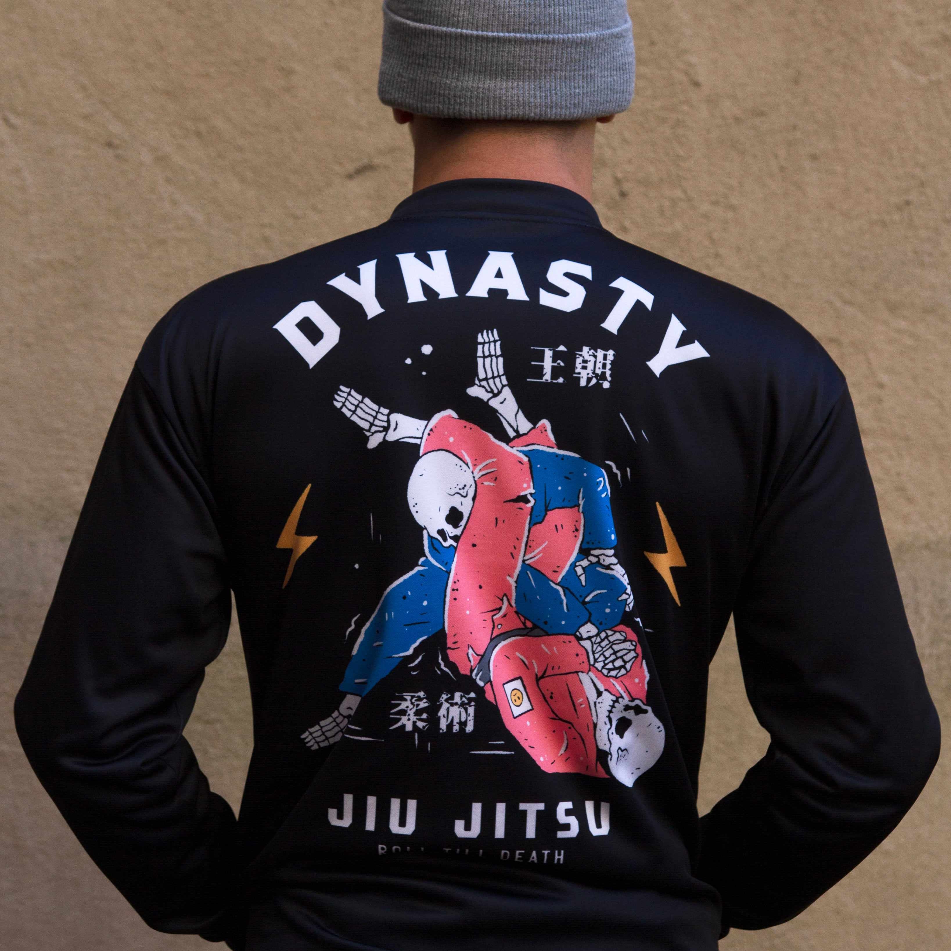 Jiu-Jitsu "Roll 'Till Death" Bomber Jacket (Black)-Bomber Jacket - Dynasty Clothing MMA