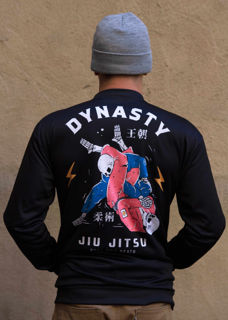 Jiu-Jitsu "Roll 'Till Death" Bomber Jacket (Black)-Bomber Jacket - Dynasty Clothing MMA