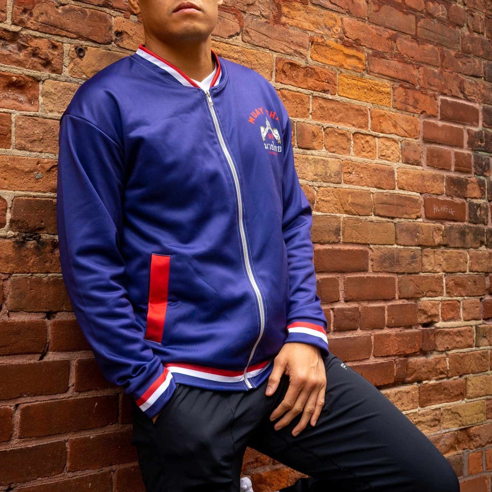 Muay Thai "Till I Die" Bomber Jacket (Navy)-Bomber Jacket - Dynasty Clothing MMA