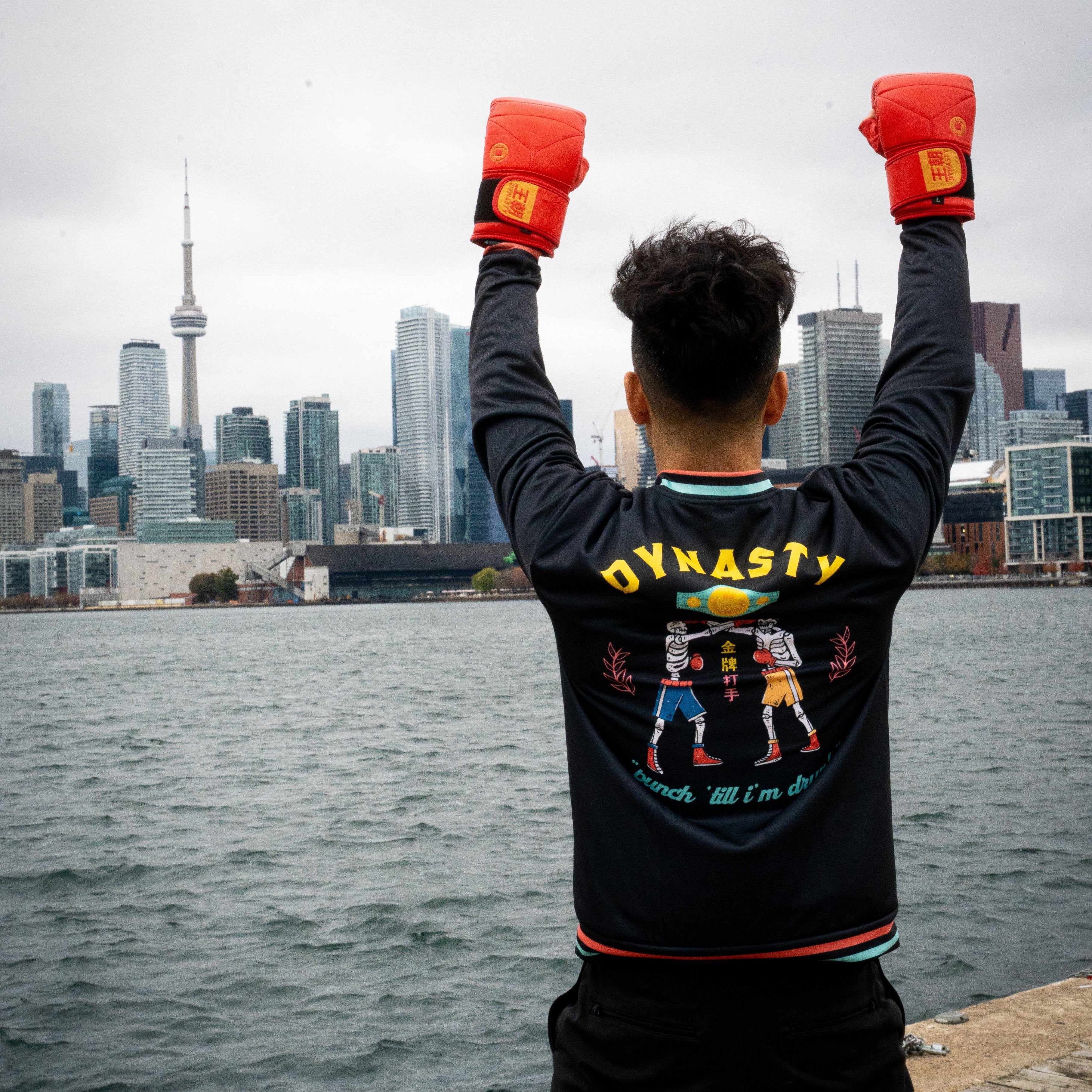 Old School Boxing Club "Punch 'Till I'm Drunk" Bomber Jacket (Black)-Bomber Jacket - Dynasty Clothing MMA