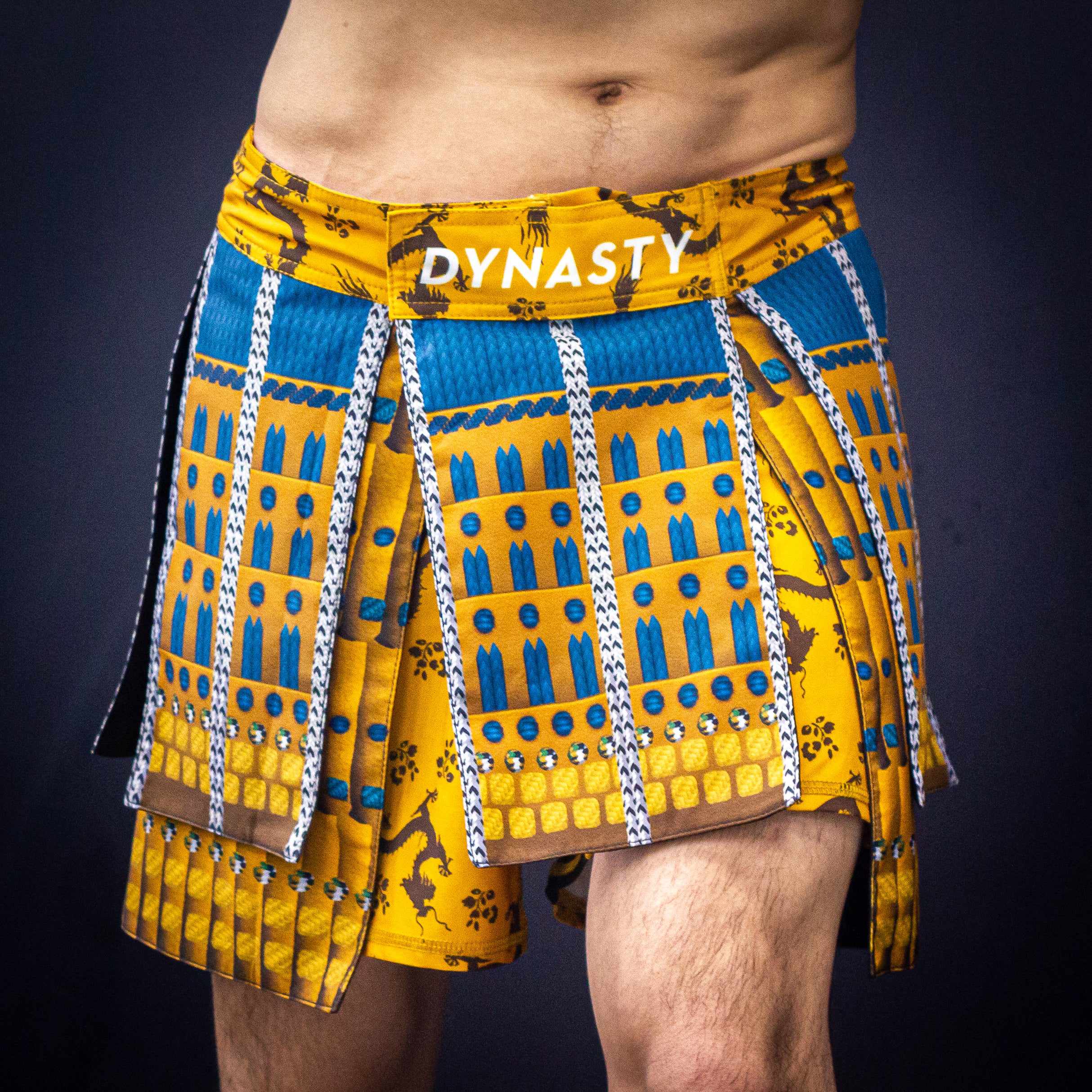 Bushido Samurai Armor Fight Shorts (Gold)-Armor Shorts - Dynasty Clothing MMA