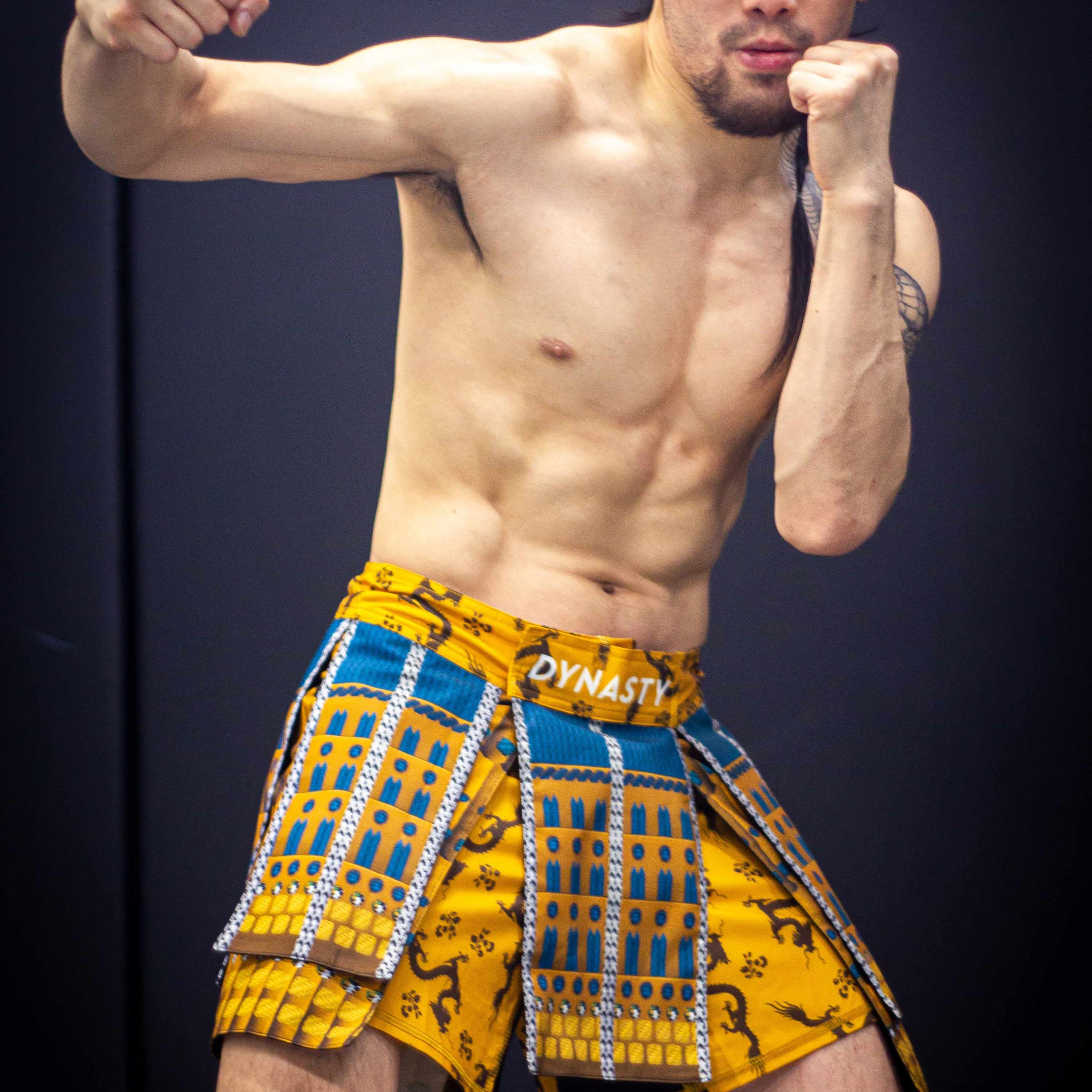 Bushido Samurai Armor Fight Shorts (Gold)-Armor Shorts - Dynasty Clothing MMA