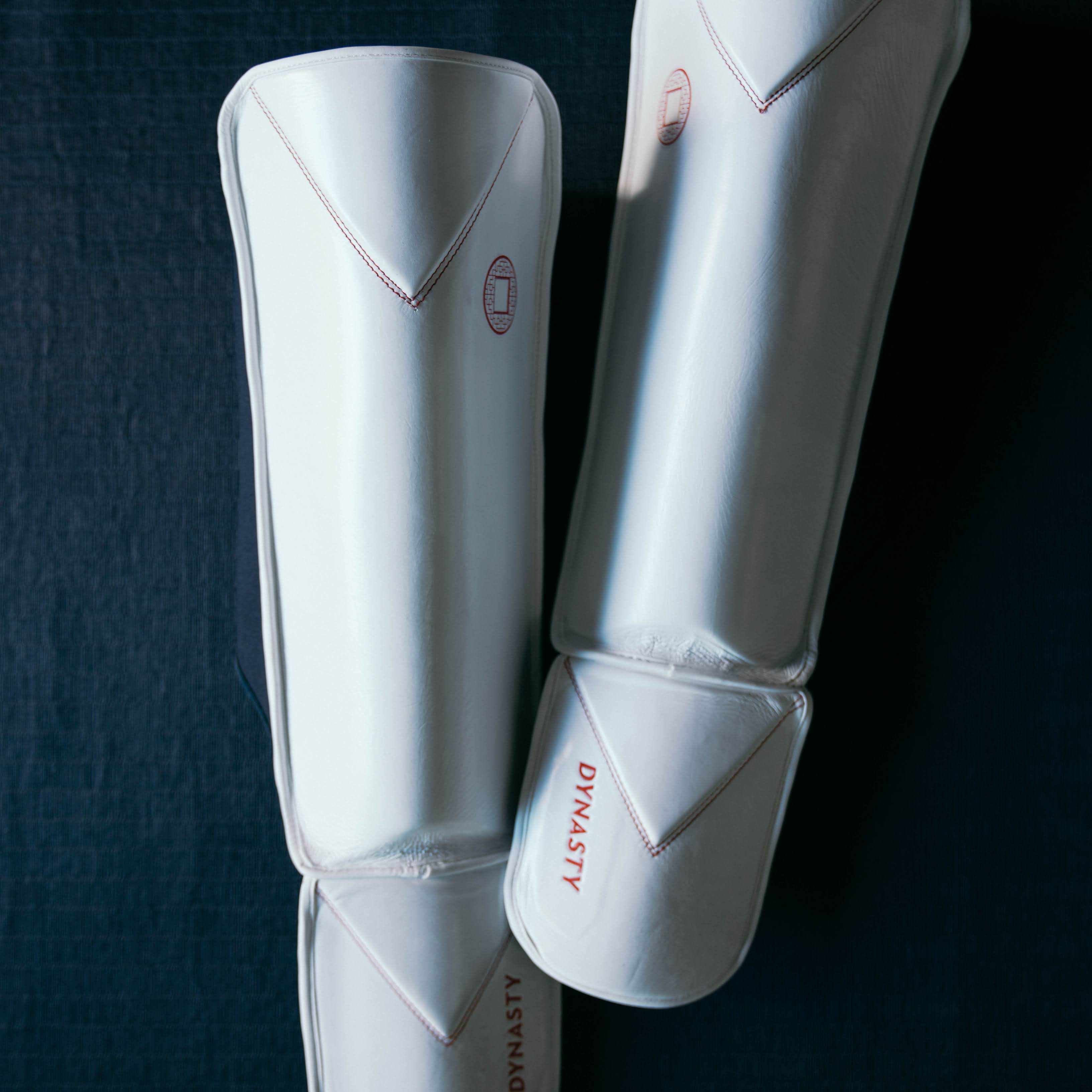 Dynasty Diamond Pro MMA Shin Guards (White / Red)-Striking / Protective Gear - Dynasty Clothing MMA