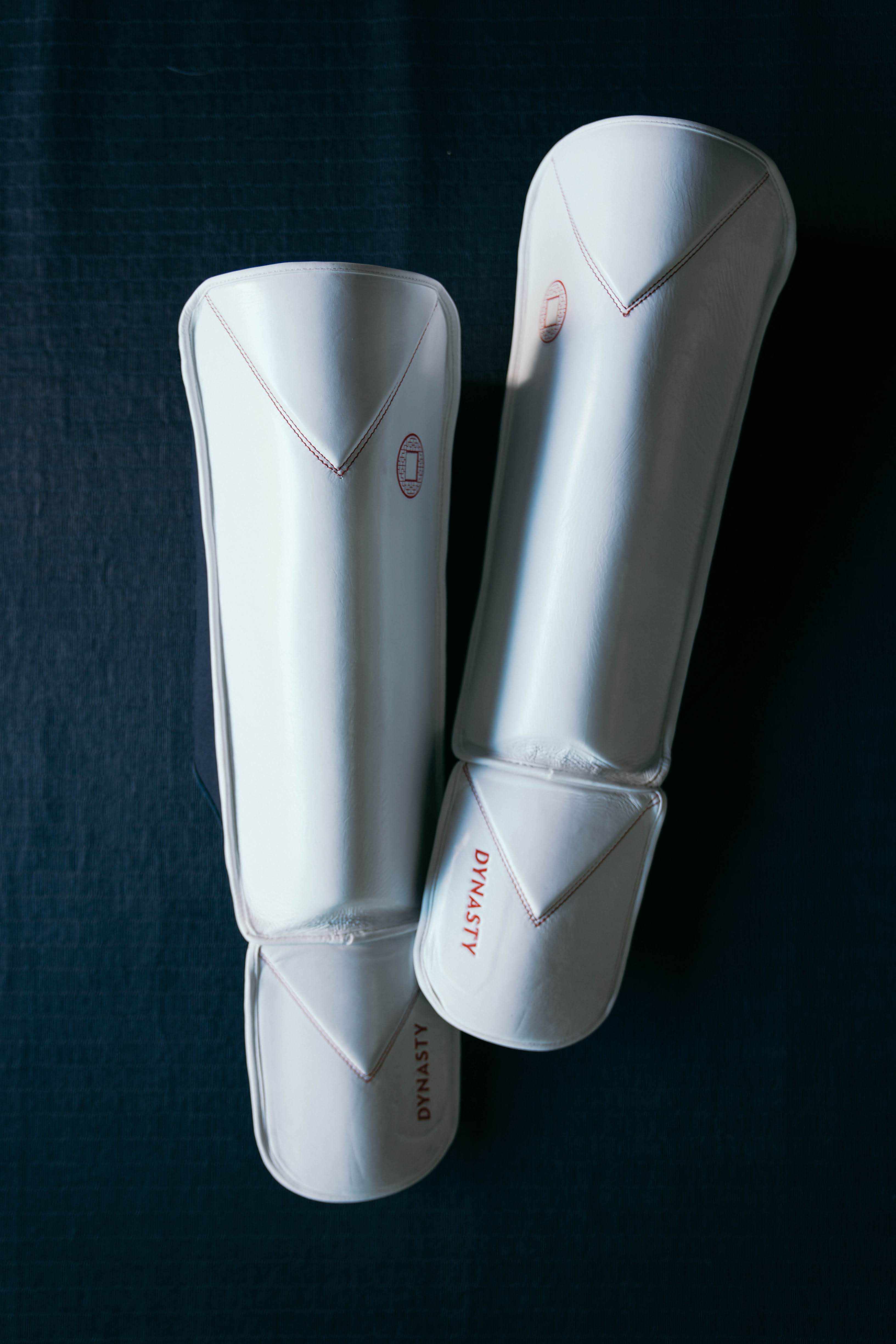 Dynasty Diamond Pro MMA Shin Guards (White / Red)-Striking / Protective Gear - Dynasty Clothing MMA