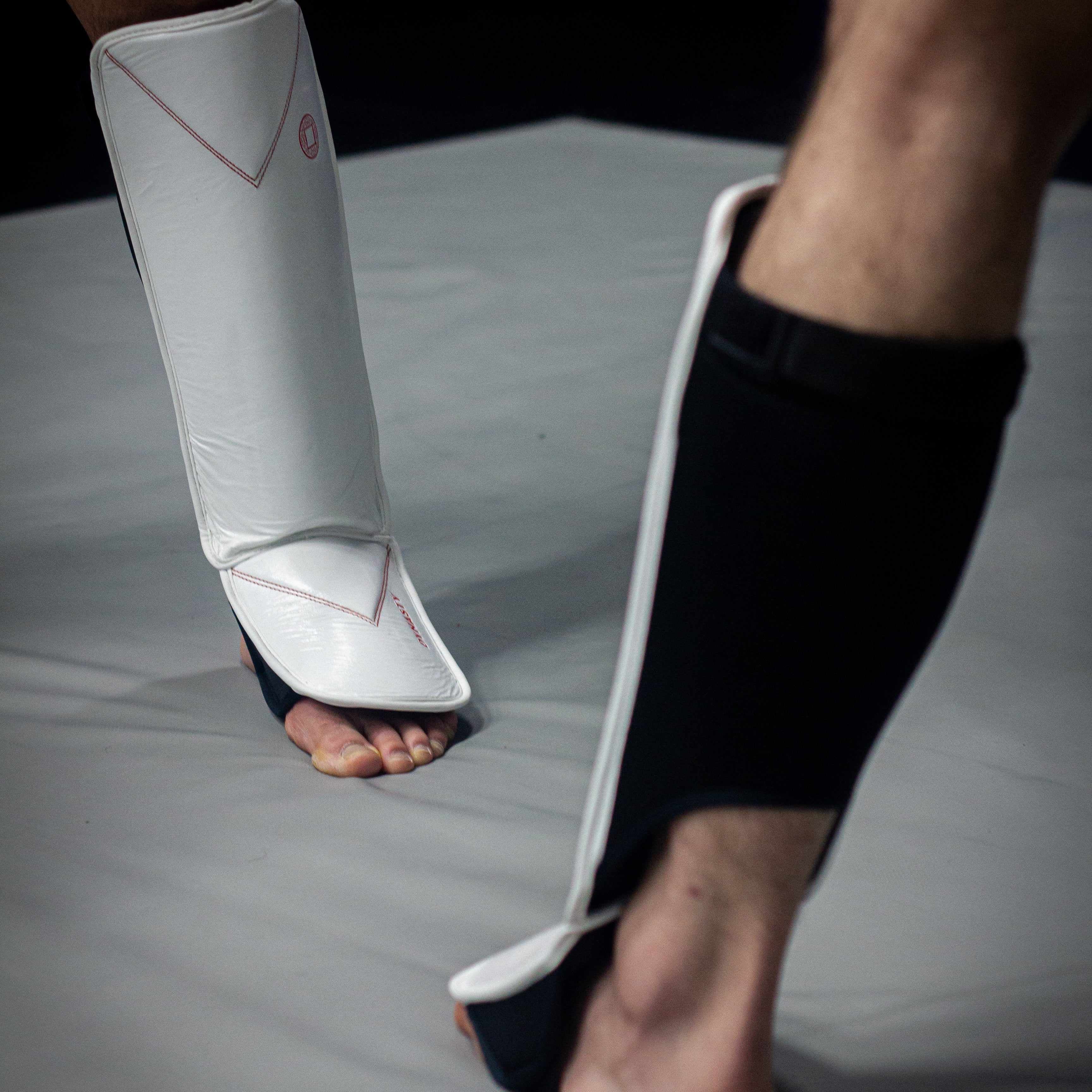 Dynasty Diamond Pro MMA Shin Guards (White / Red)-Striking / Protective Gear - Dynasty Clothing MMA