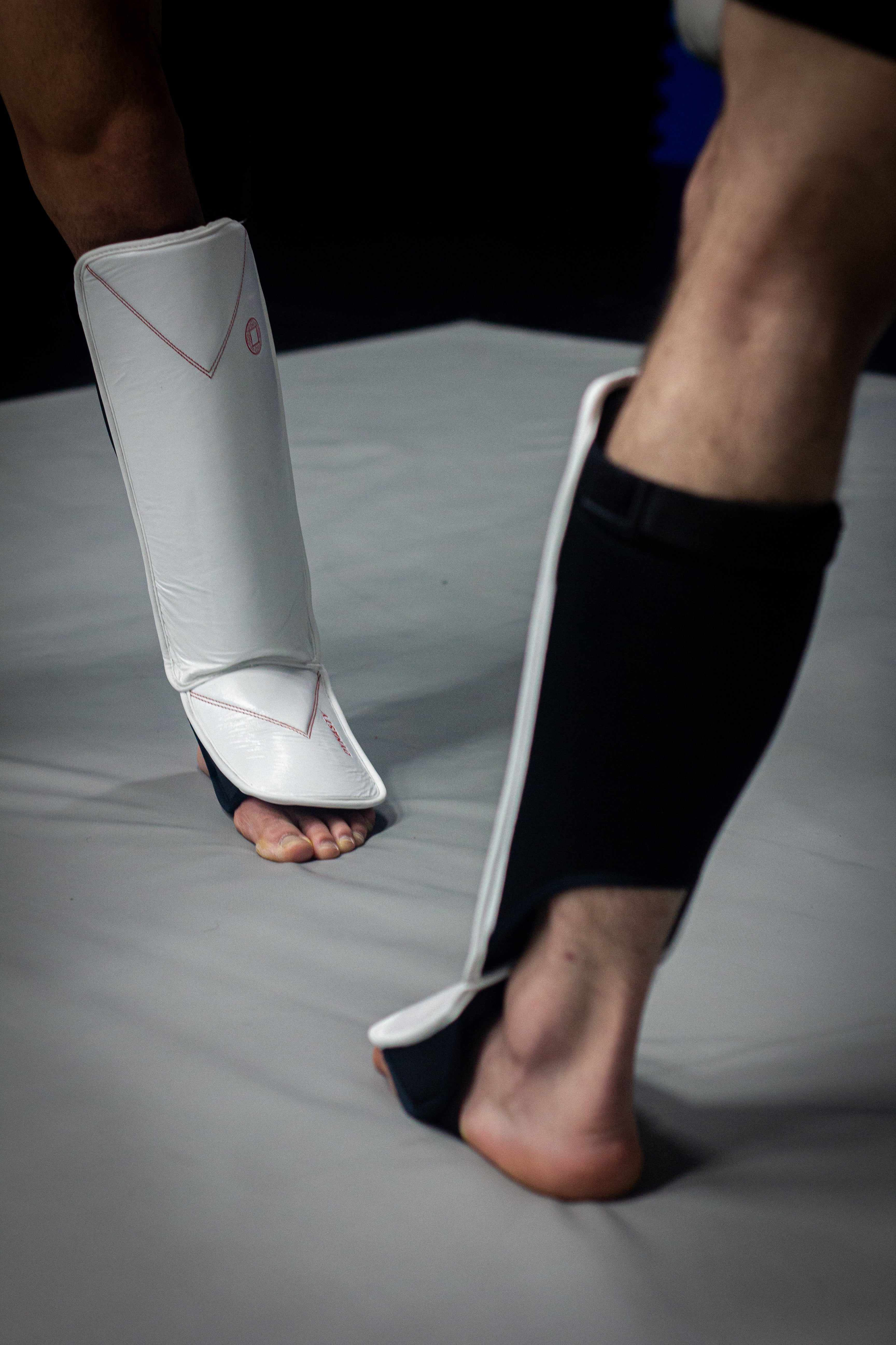 Dynasty Diamond Pro MMA Shin Guards (White / Red)-Striking / Protective Gear - Dynasty Clothing MMA