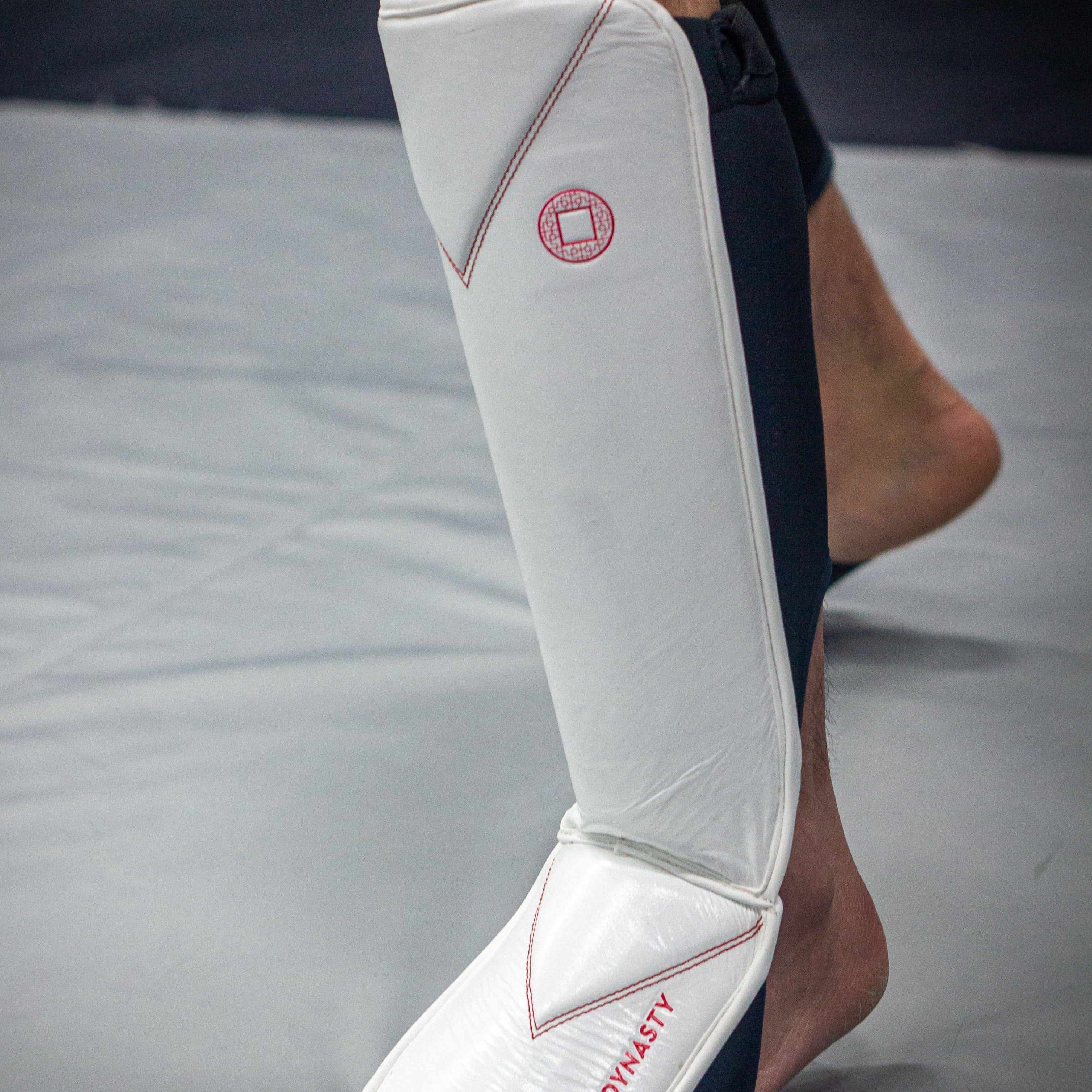 Dynasty Diamond Pro MMA Shin Guards (White / Red)-Striking / Protective Gear - Dynasty Clothing MMA