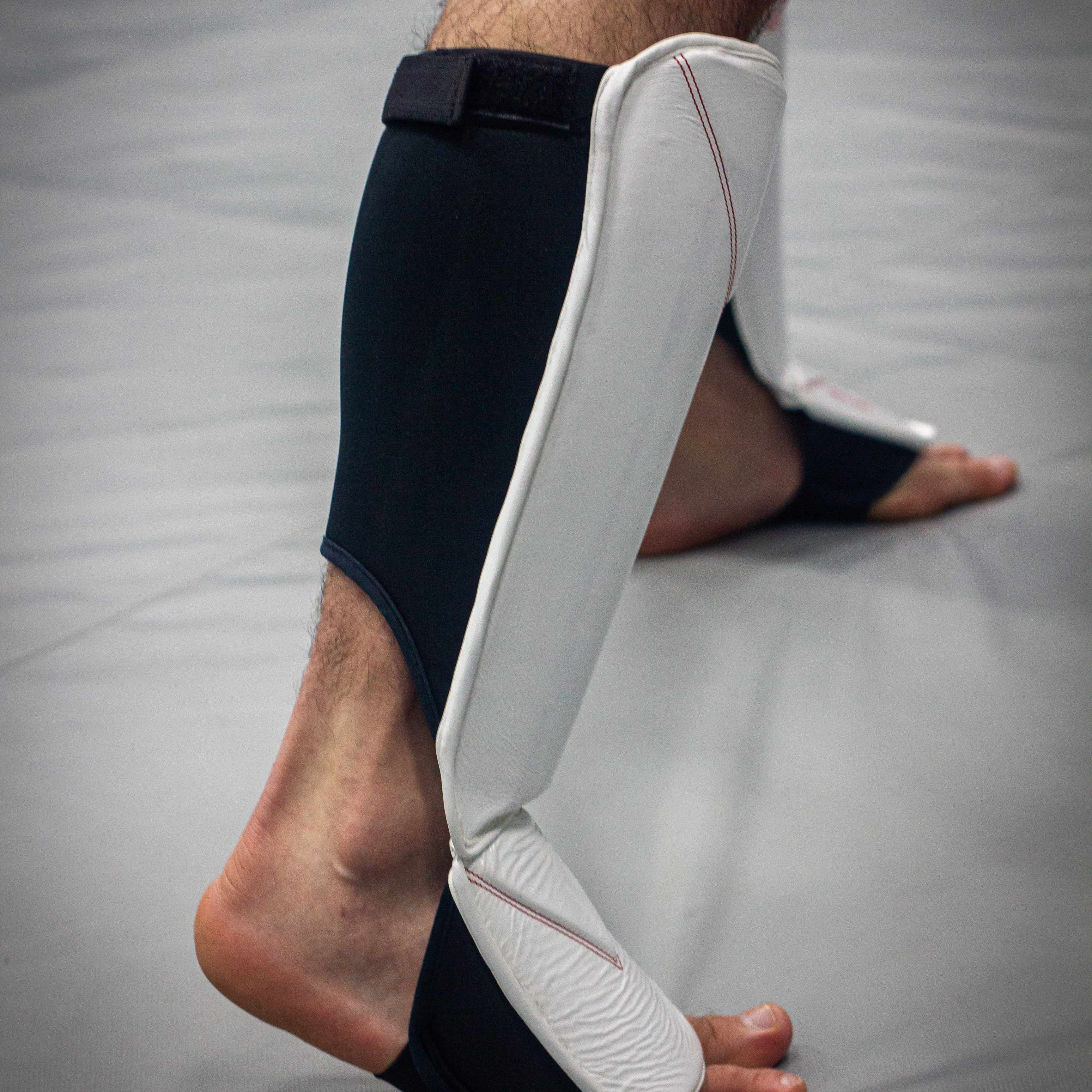 Dynasty Diamond Pro MMA Shin Guards (White / Red)-Striking / Protective Gear - Dynasty Clothing MMA