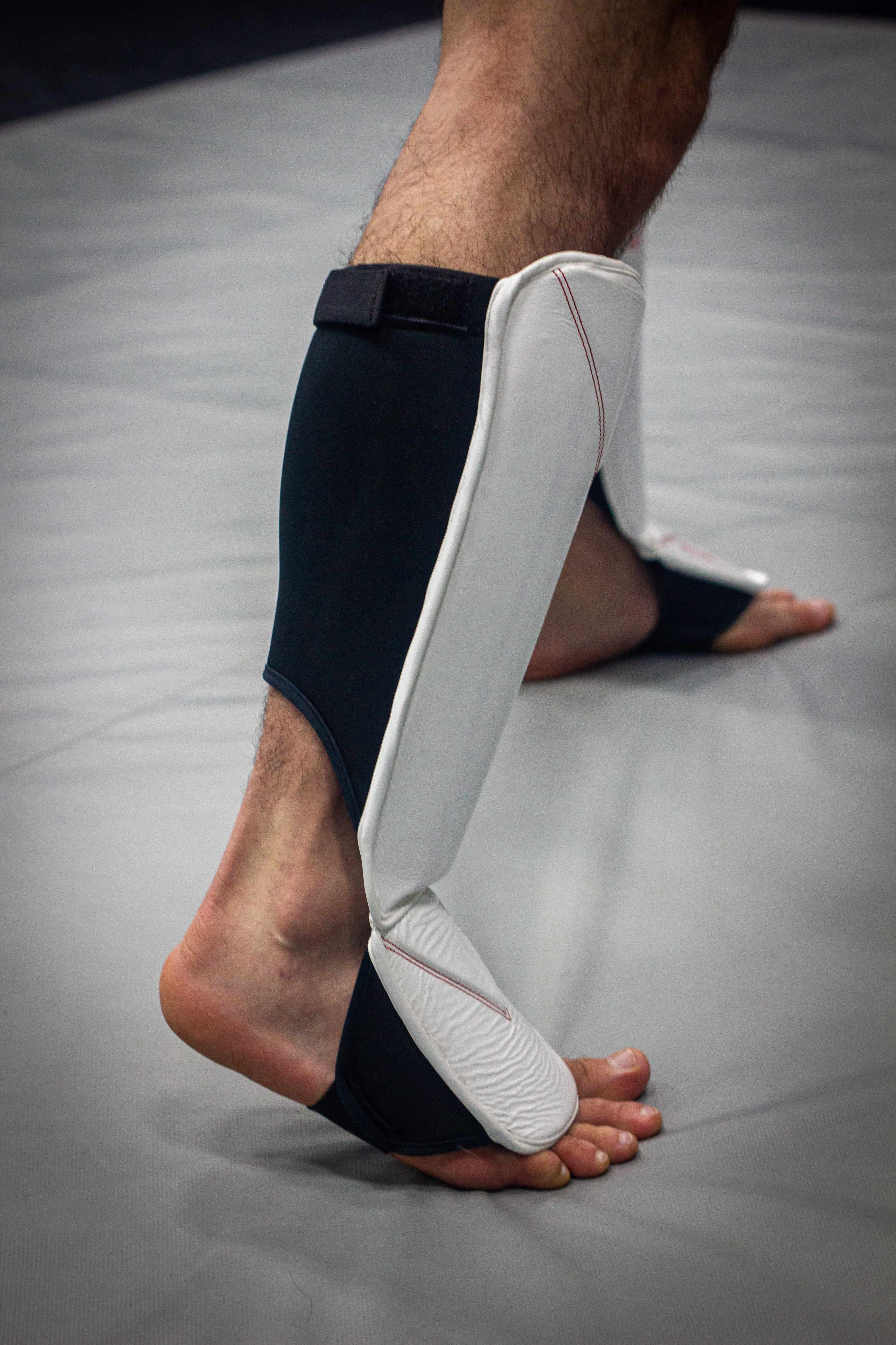 Dynasty Diamond Pro MMA Shin Guards (White / Red)-Striking / Protective Gear - Dynasty Clothing MMA