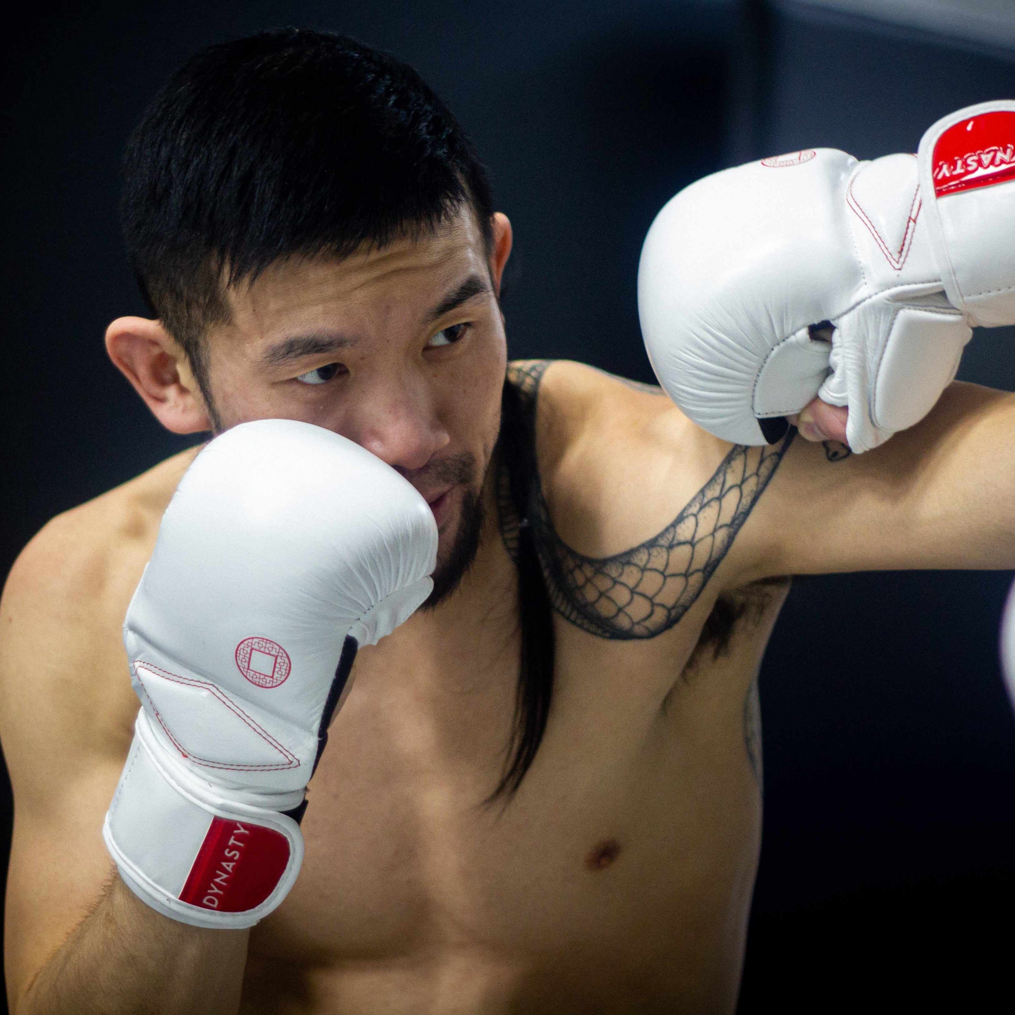 Dynasty Diamond Pro MMA Sparring Gloves (White / Red)-MMA Gloves - Dynasty Clothing MMA