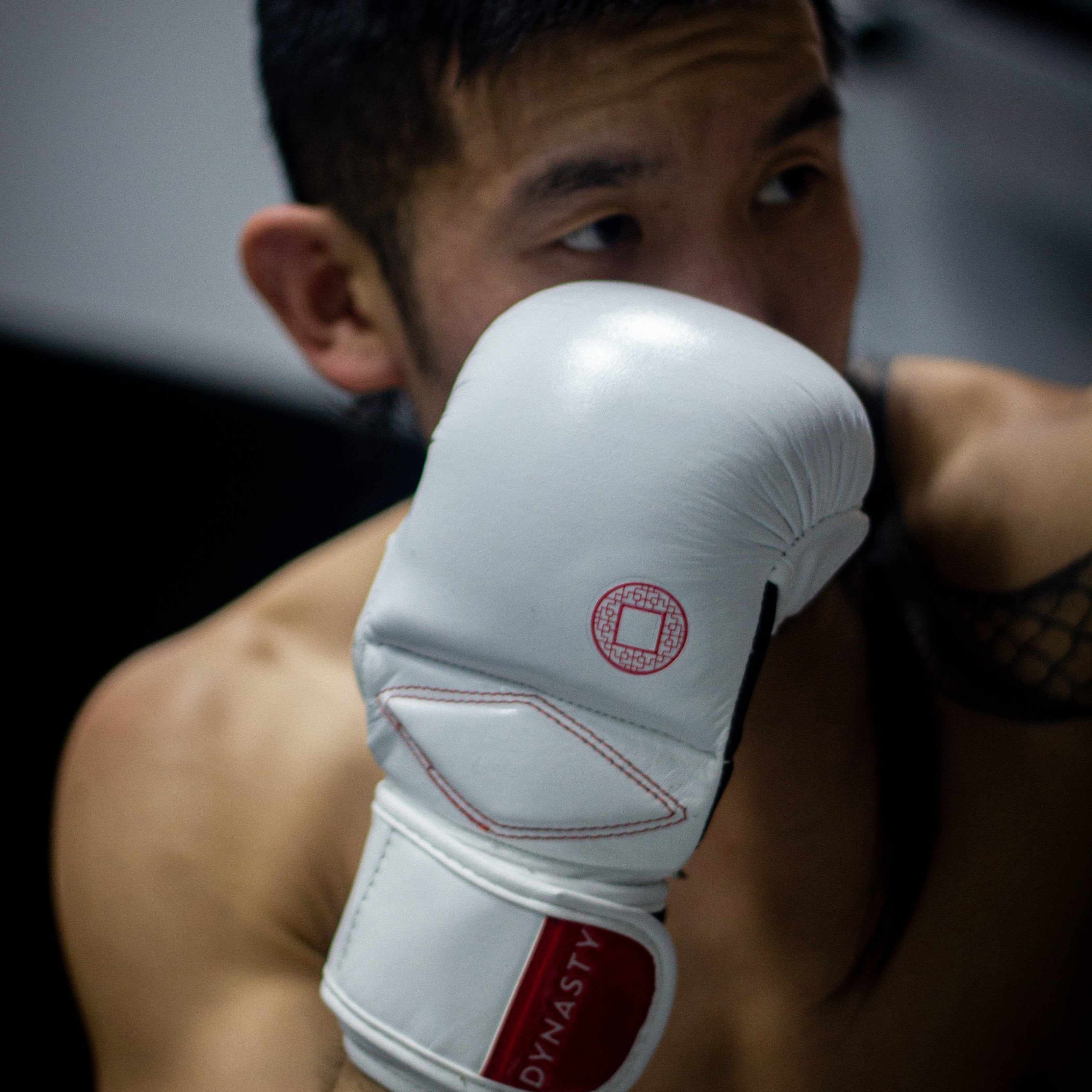 Dynasty Diamond Pro MMA Sparring Gloves (White / Red)-MMA Gloves - Dynasty Clothing MMA