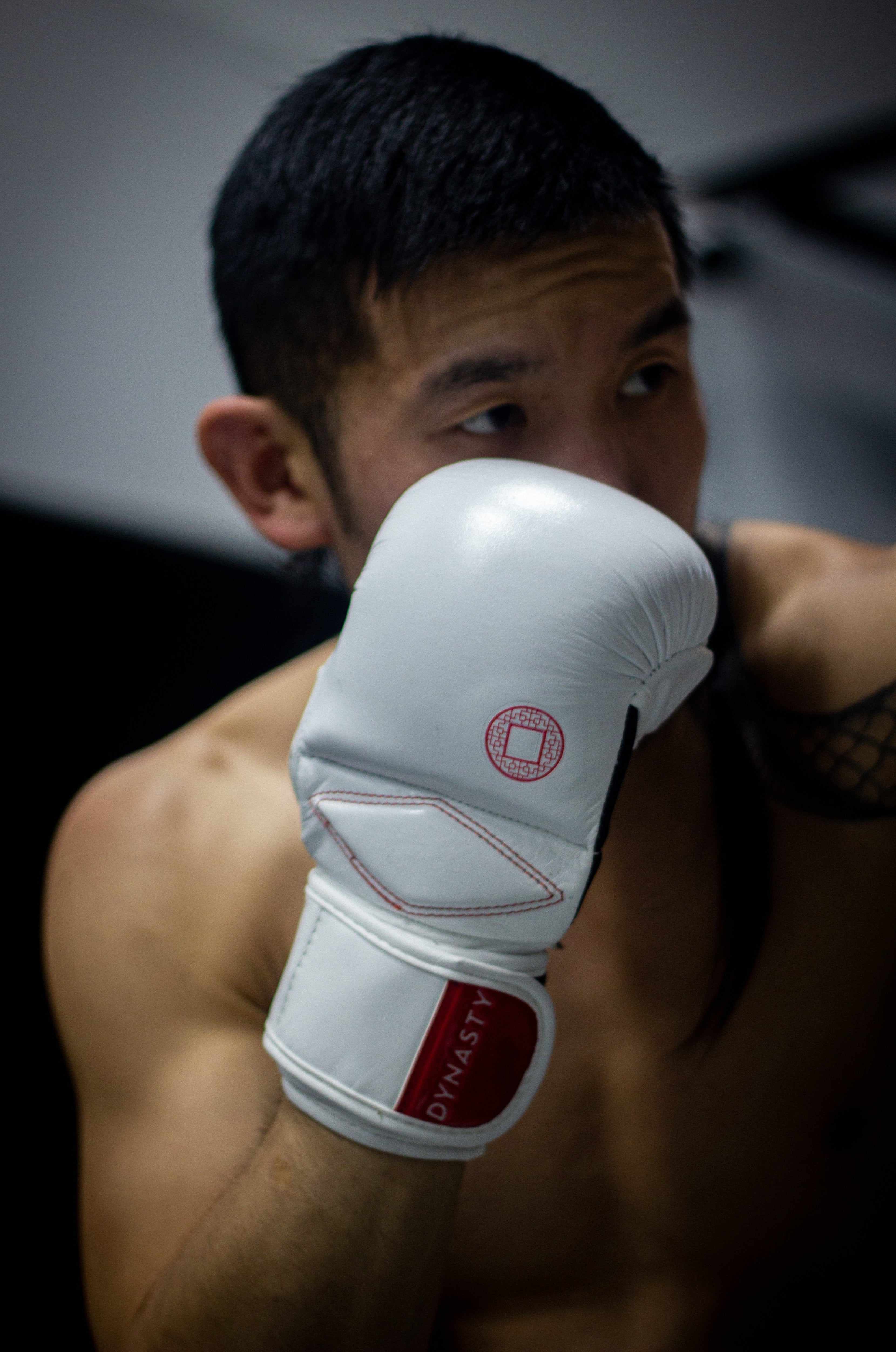 Dynasty Diamond Pro MMA Sparring Gloves (White / Red)-MMA Gloves - Dynasty Clothing MMA