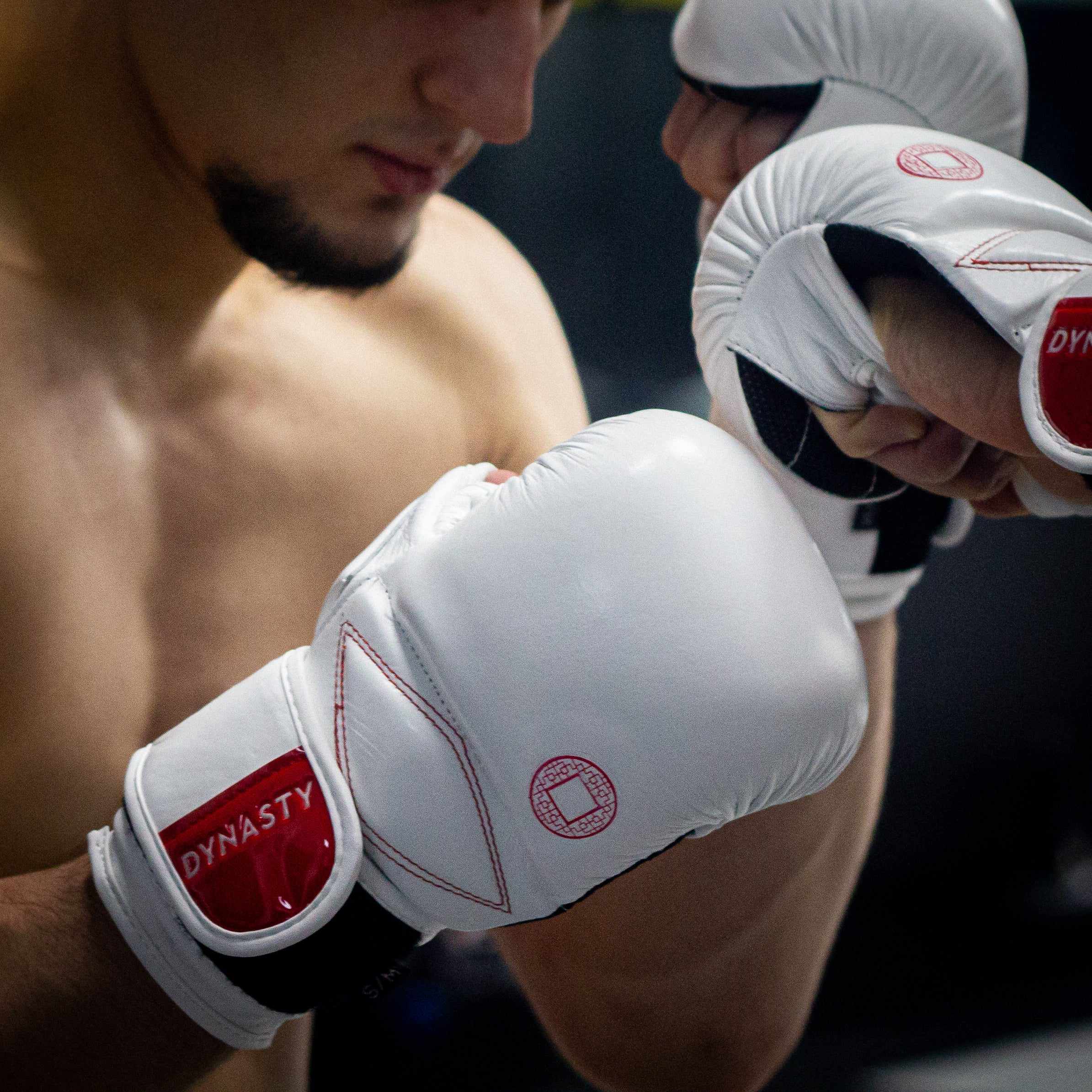 Dynasty Diamond Pro MMA Sparring Gloves (White / Red)-MMA Gloves - Dynasty Clothing MMA