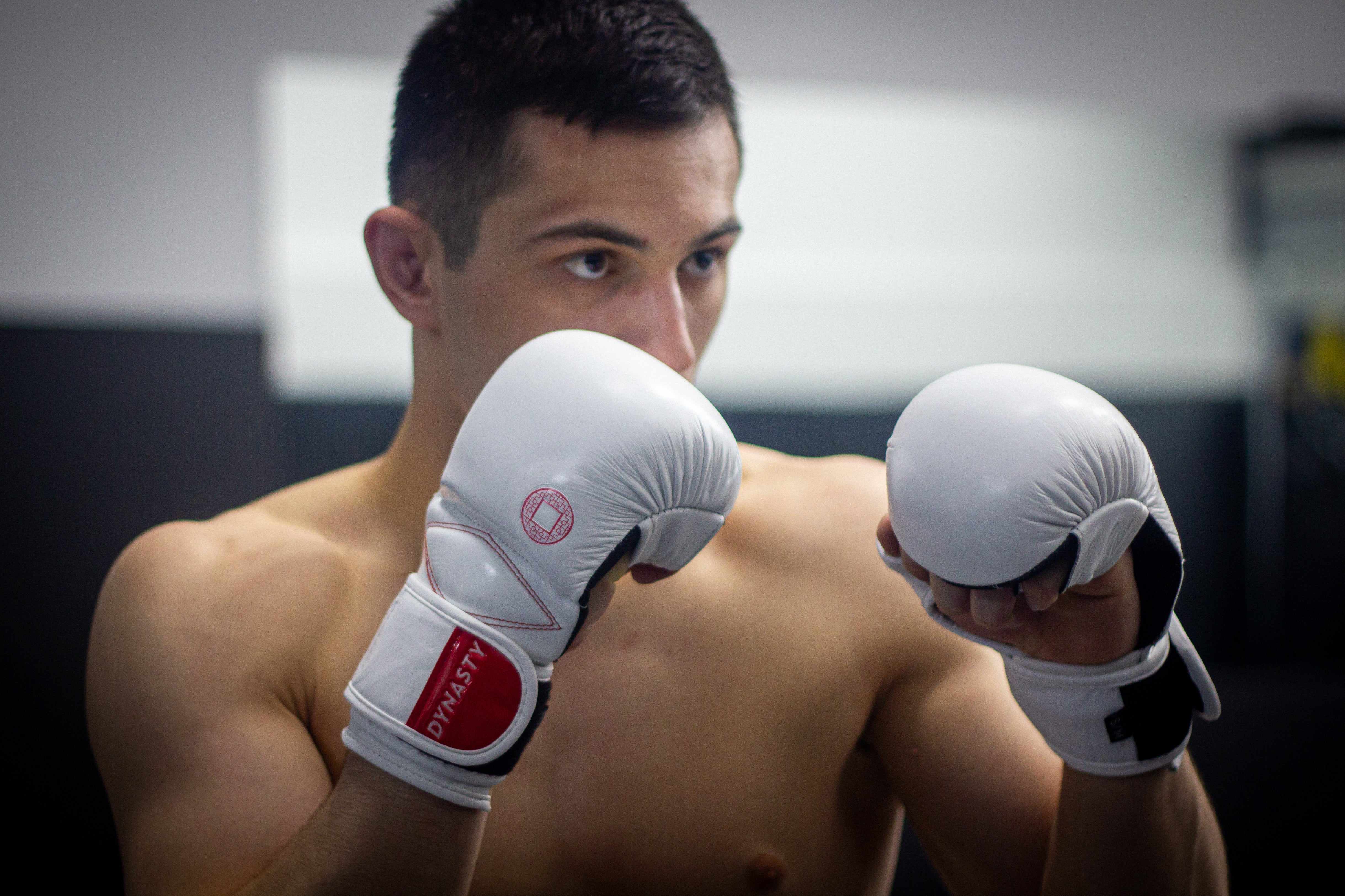 Dynasty Diamond Pro MMA Sparring Gloves (White / Red)-MMA Gloves - Dynasty Clothing MMA