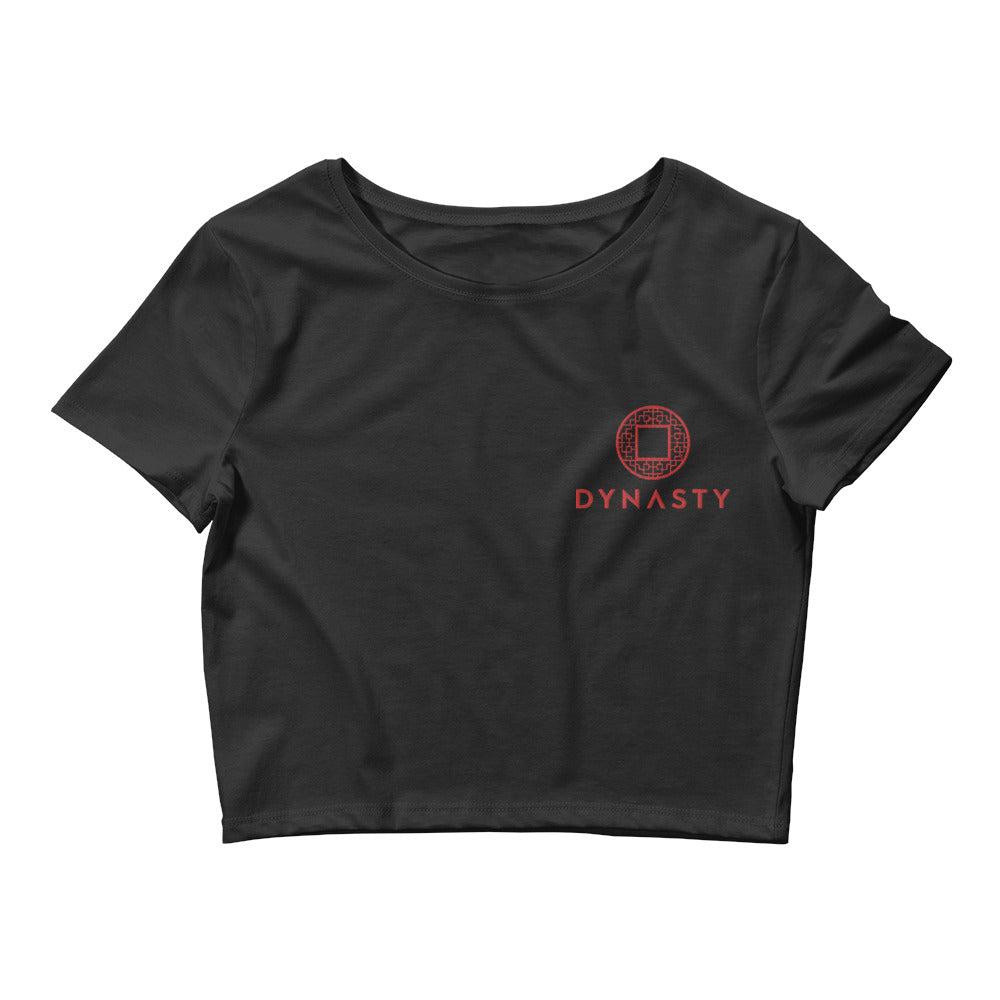 Dynasty Emblem Embroidered Women’s Crop Tee-T-Shirts - Dynasty Clothing MMA