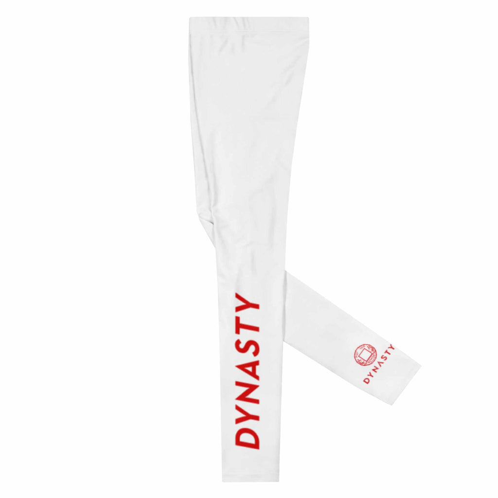 Dynasty Emblem Grappling Spats (White)-Grappling Spats / Tights - Dynasty Clothing MMA