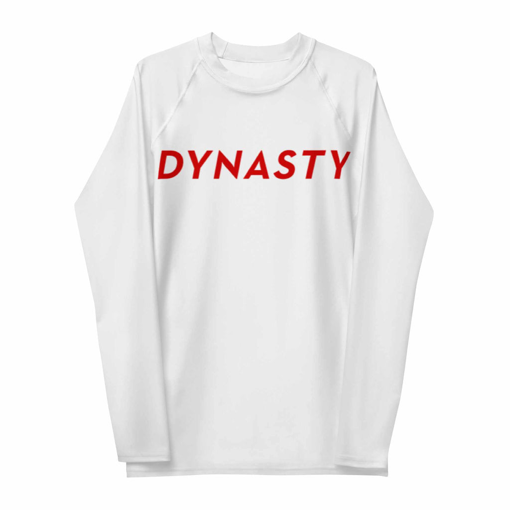 Dynasty Emblem Rash Guard (White)-Rash Guards - Dynasty Clothing MMA