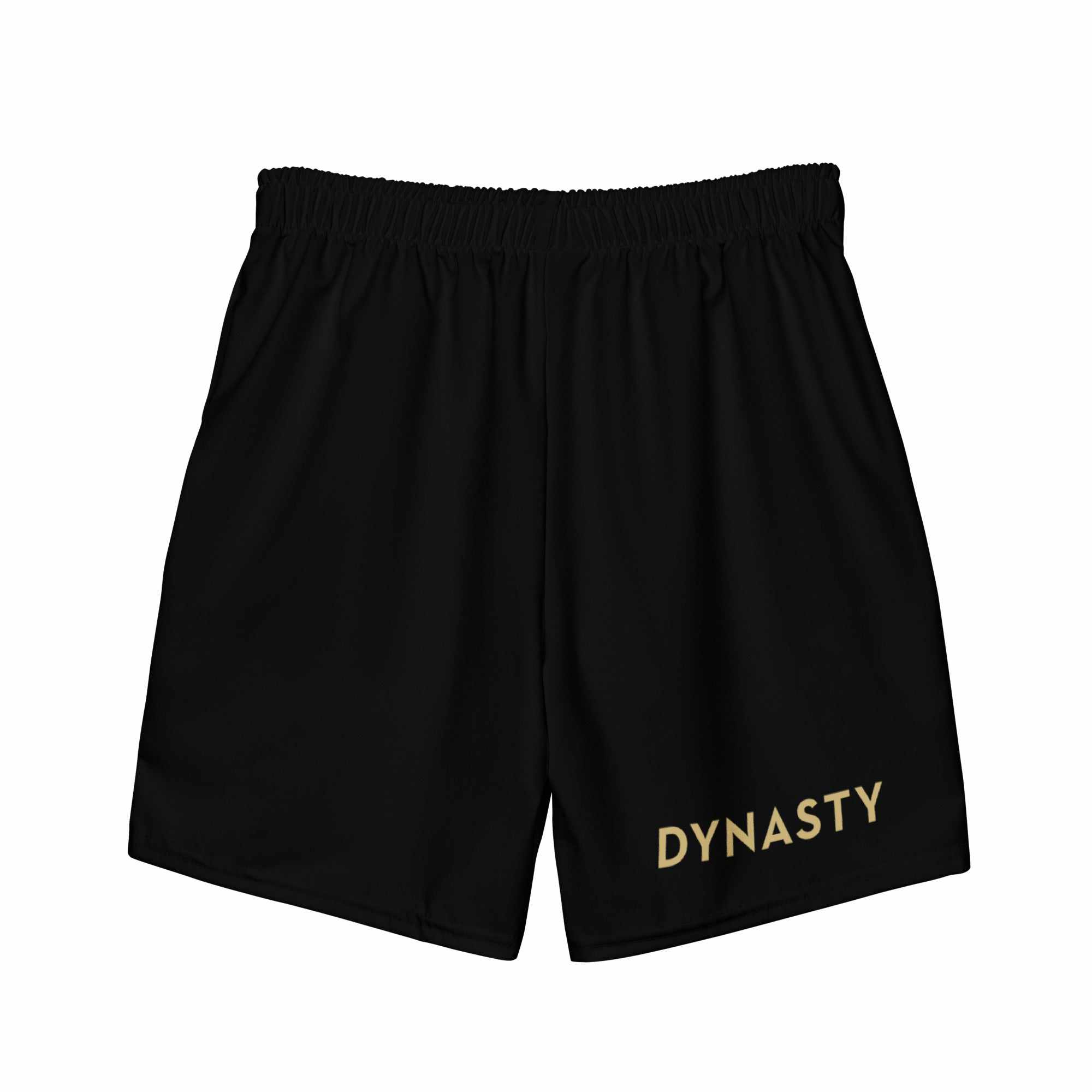 Dynasty Hybrid Emblem Board Shorts (Black / Gold)-Hybrid Shorts - Dynasty Clothing MMA