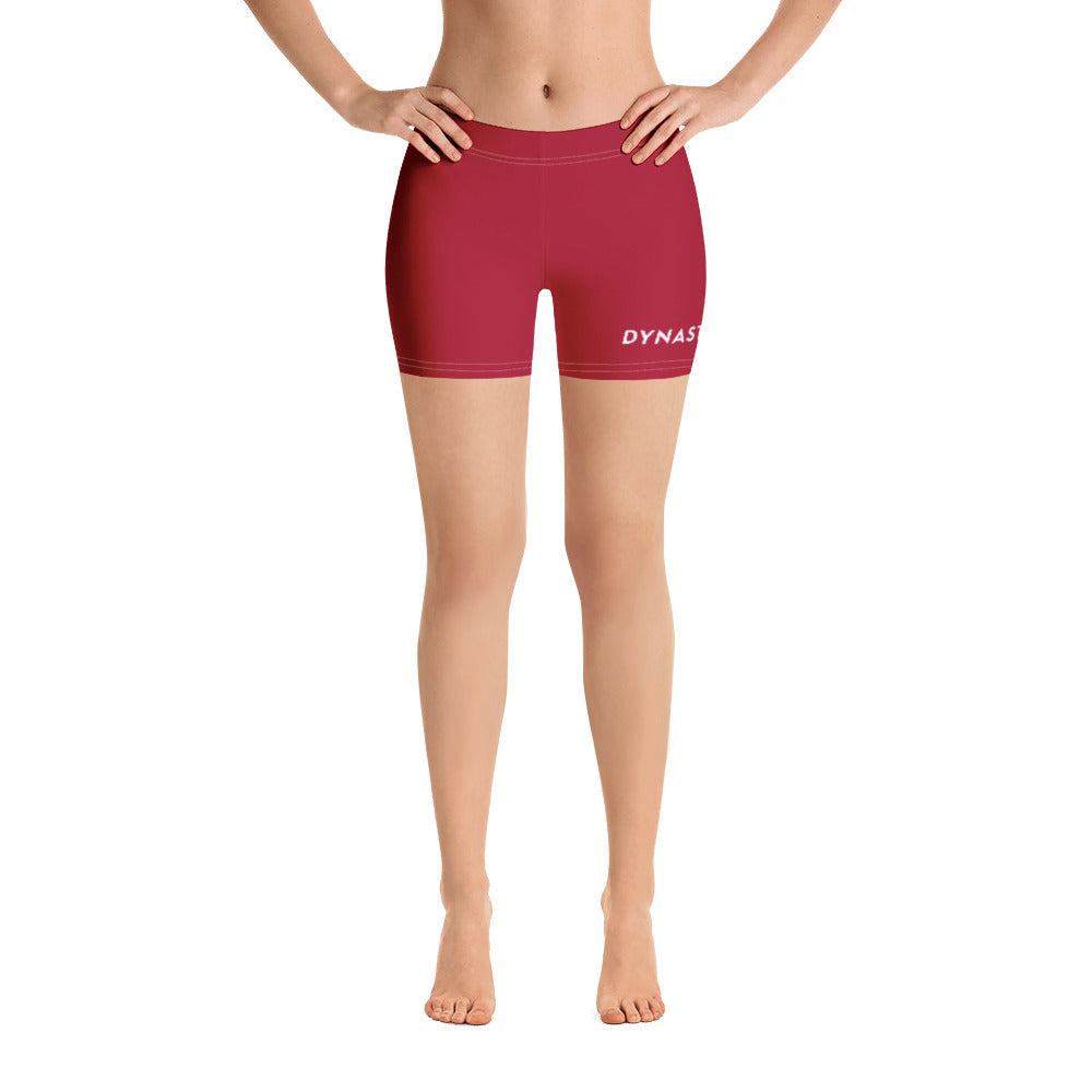 Dynasty Signature Women's Yoga Bike Shorts (Red)-Compression Shorts - Dynasty Clothing MMA