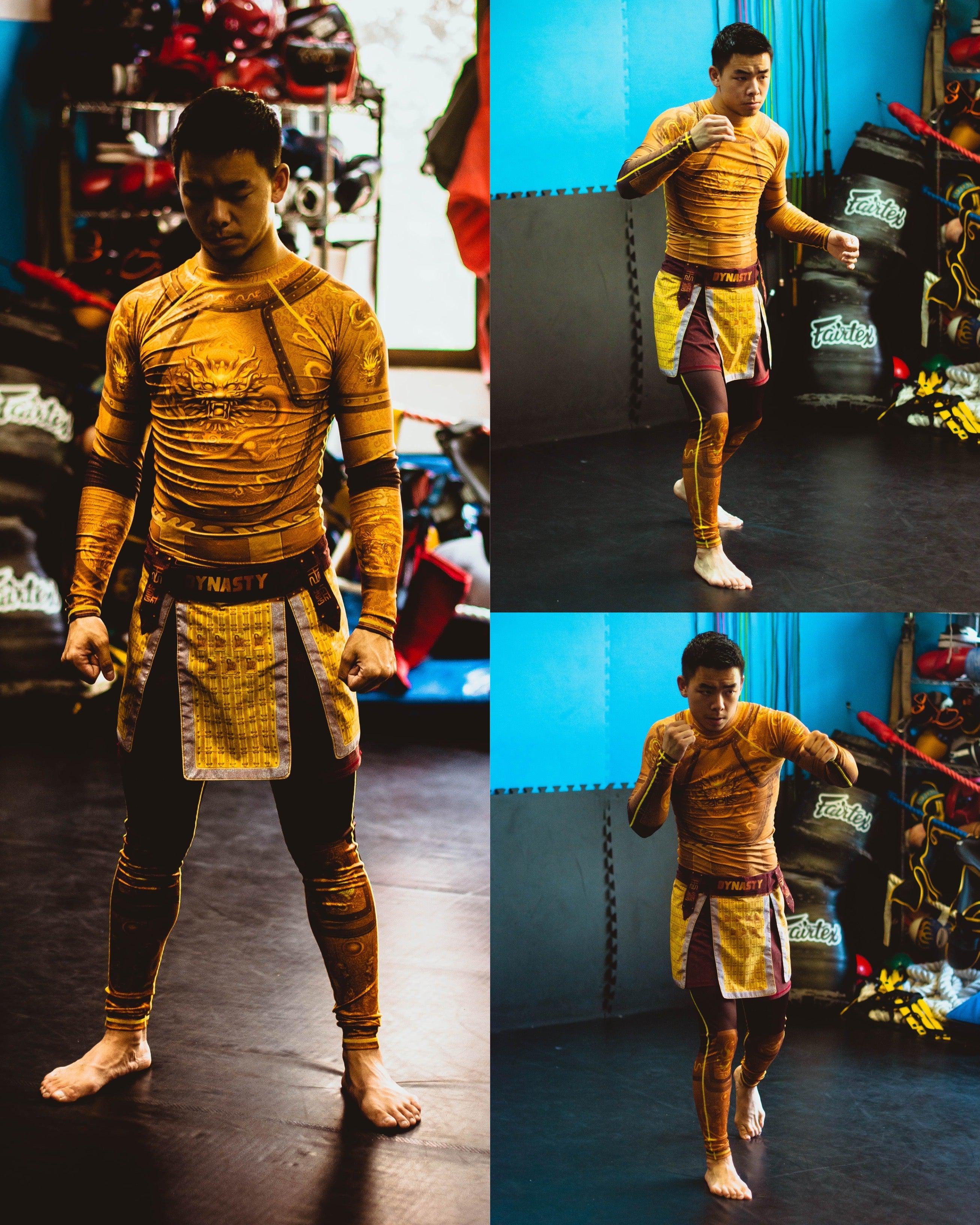 Emperor Golden Flower Grappling Spats-Grappling Spats / Tights - Dynasty Clothing MMA