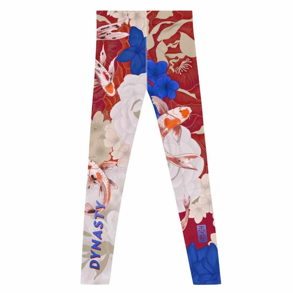 Koi Garden Grappling Spats (Blue / Red)-Grappling Spats / Tights - Dynasty Clothing MMA