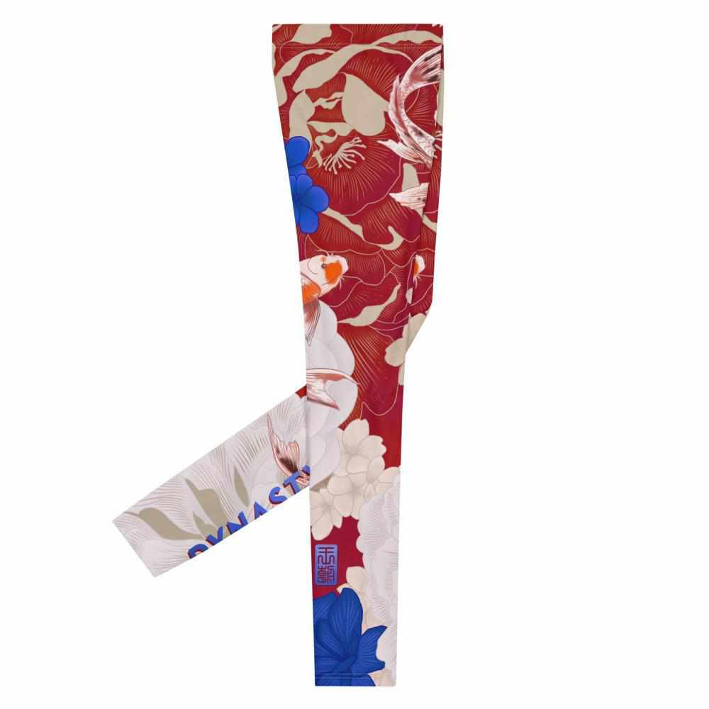 Koi Garden Grappling Spats (Blue / Red)-Grappling Spats / Tights - Dynasty Clothing MMA