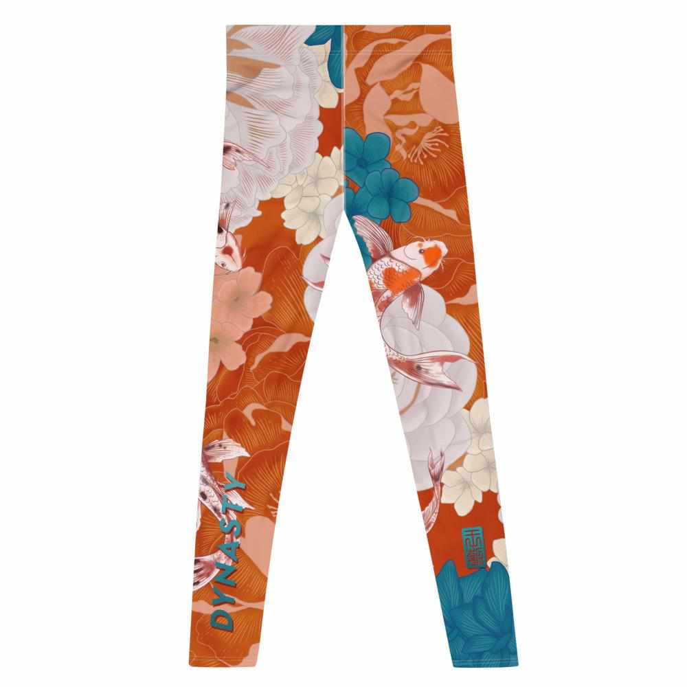 Koi Garden Grappling Spats (Teal / Orange)-Grappling Spats / Tights - Dynasty Clothing MMA