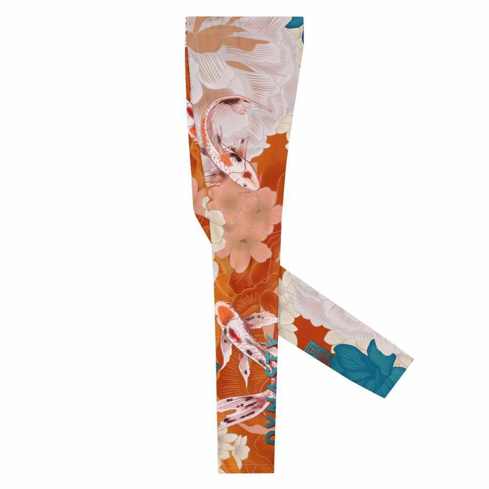 Koi Garden Grappling Spats (Teal / Orange)-Grappling Spats / Tights - Dynasty Clothing MMA