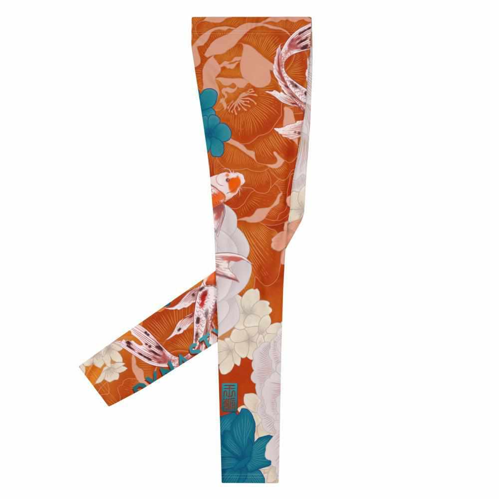 Koi Garden Grappling Spats (Teal / Orange)-Grappling Spats / Tights - Dynasty Clothing MMA