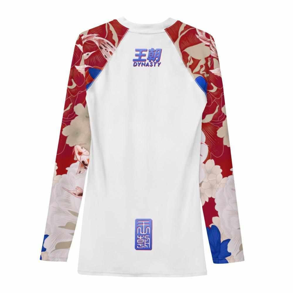 Koi Garden Rash Guard (Blue / Red)-Rash Guards - Dynasty Clothing MMA