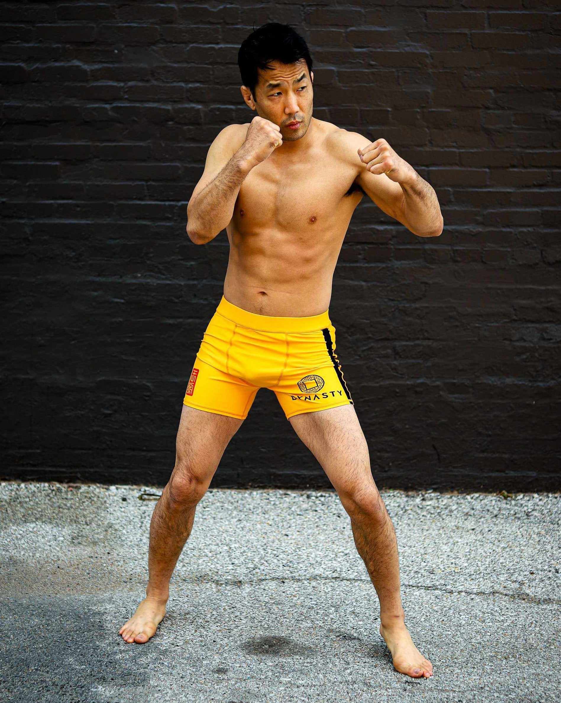 Legendary Spirit Elite Compression Shorts (Vale Tudo) (Yellow)-Compression Shorts - Dynasty Clothing MMA