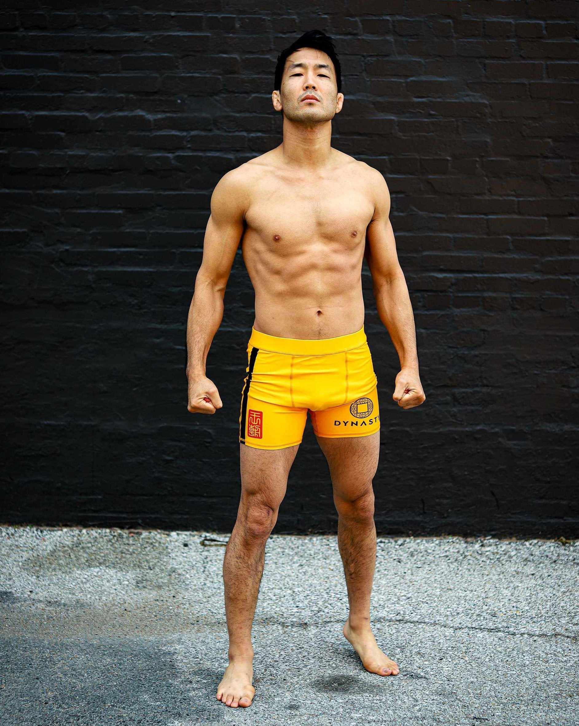 Legendary Spirit Elite Compression Shorts (Vale Tudo) (Yellow)-Compression Shorts - Dynasty Clothing MMA