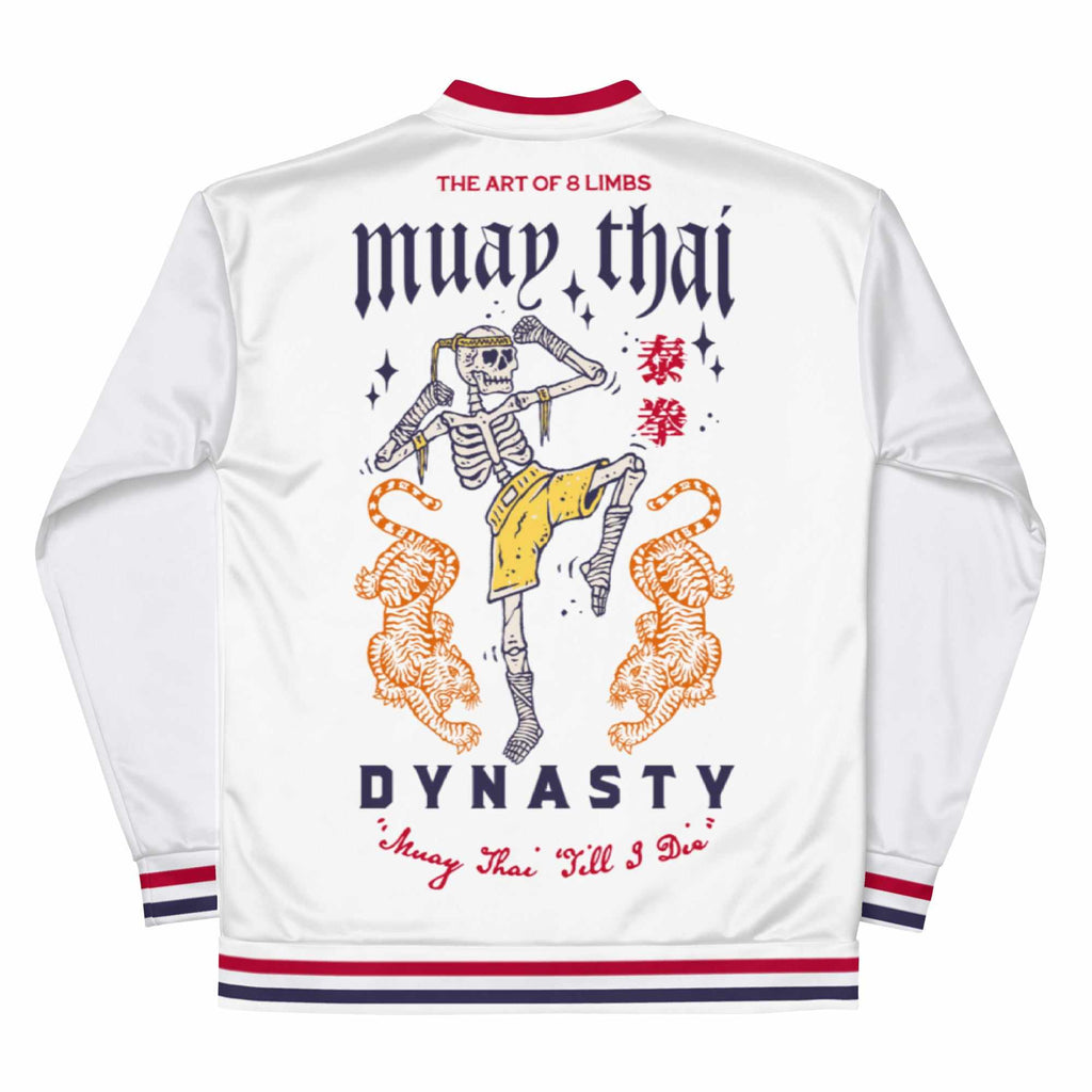 Muay Thai "Till I Die" Bomber Jacket (White)-Bomber Jacket - Dynasty Clothing MMA