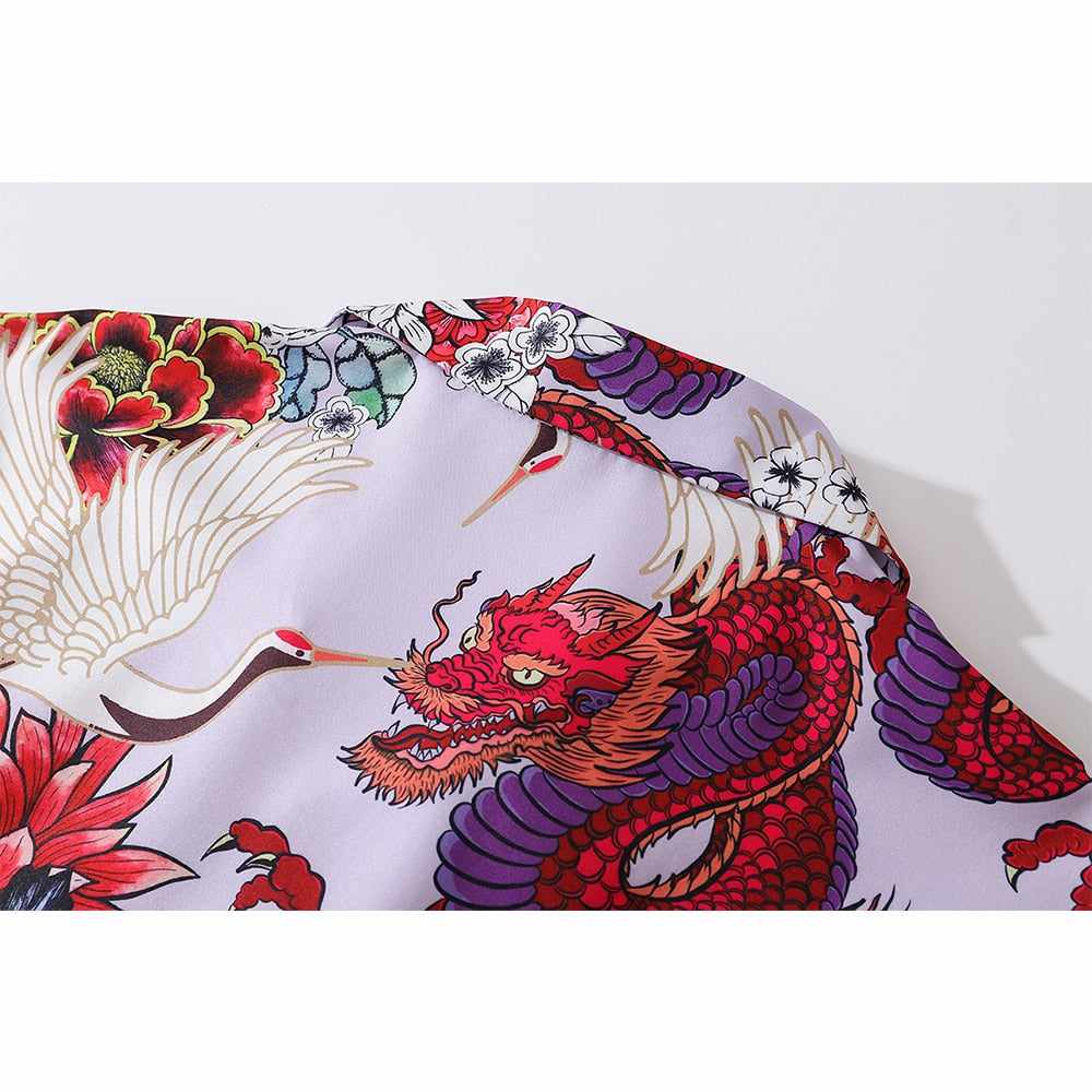 Neo Brawler Firecracker Dragons and Cranes Hawaiian Beach Shirt-Neo Dynasty - Dynasty Clothing MMA