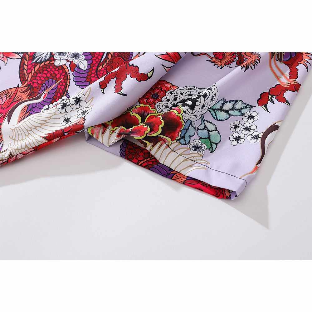 Neo Brawler Firecracker Dragons and Cranes Hawaiian Beach Shirt-Neo Dynasty - Dynasty Clothing MMA