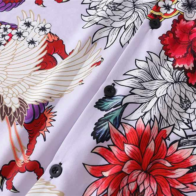 Neo Brawler Firecracker Dragons and Cranes Hawaiian Beach Shirt-Neo Dynasty - Dynasty Clothing MMA