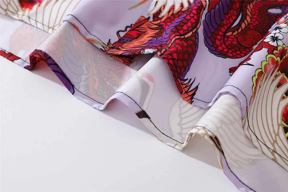 Neo Brawler Firecracker Dragons and Cranes Hawaiian Beach Shirt-Neo Dynasty - Dynasty Clothing MMA