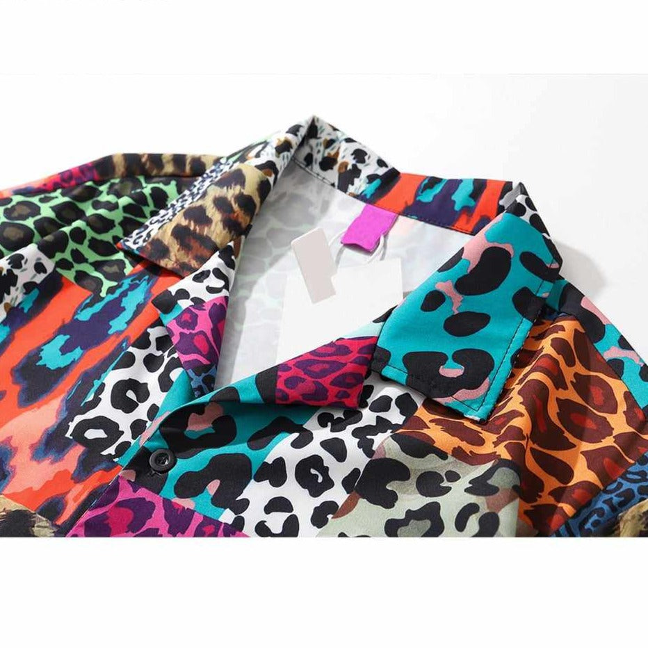 Neo Brawler Leopard Patchwork Hawaiian Beach Shirt-Neo Dynasty - Dynasty Clothing MMA