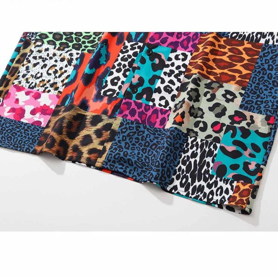 Neo Brawler Leopard Patchwork Hawaiian Beach Shirt-Neo Dynasty - Dynasty Clothing MMA