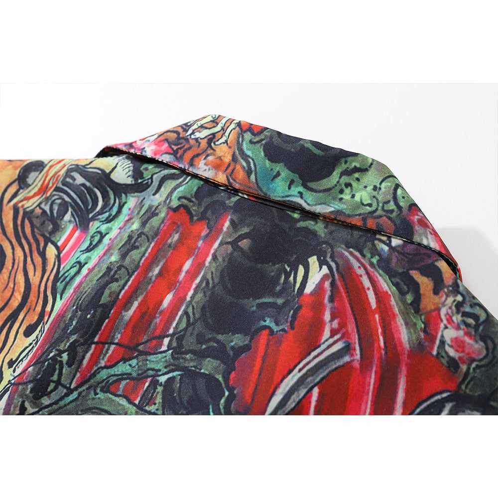 Neo Brawler Tiger Skeleton Hawaiian Beach Shirt-Neo Dynasty - Dynasty Clothing MMA