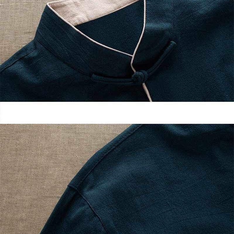 Neo Classic Contrast Mandarin Kung Fu Button Jacket-Neo Dynasty - Dynasty Clothing MMA