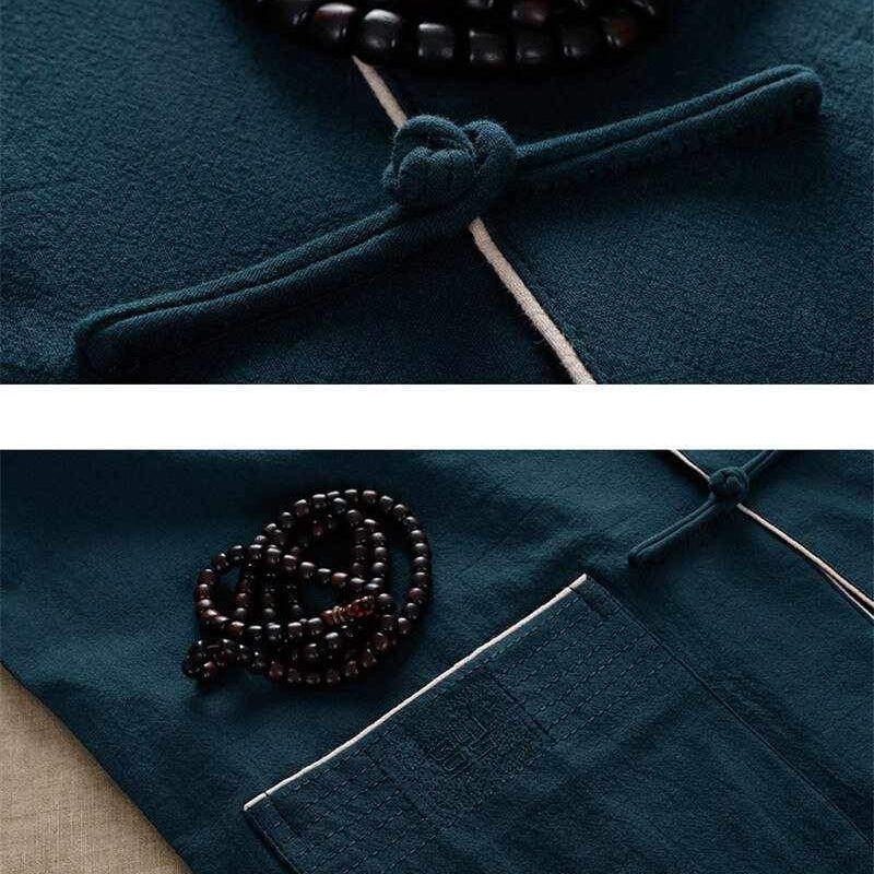 Neo Classic Contrast Mandarin Kung Fu Button Jacket-Neo Dynasty - Dynasty Clothing MMA