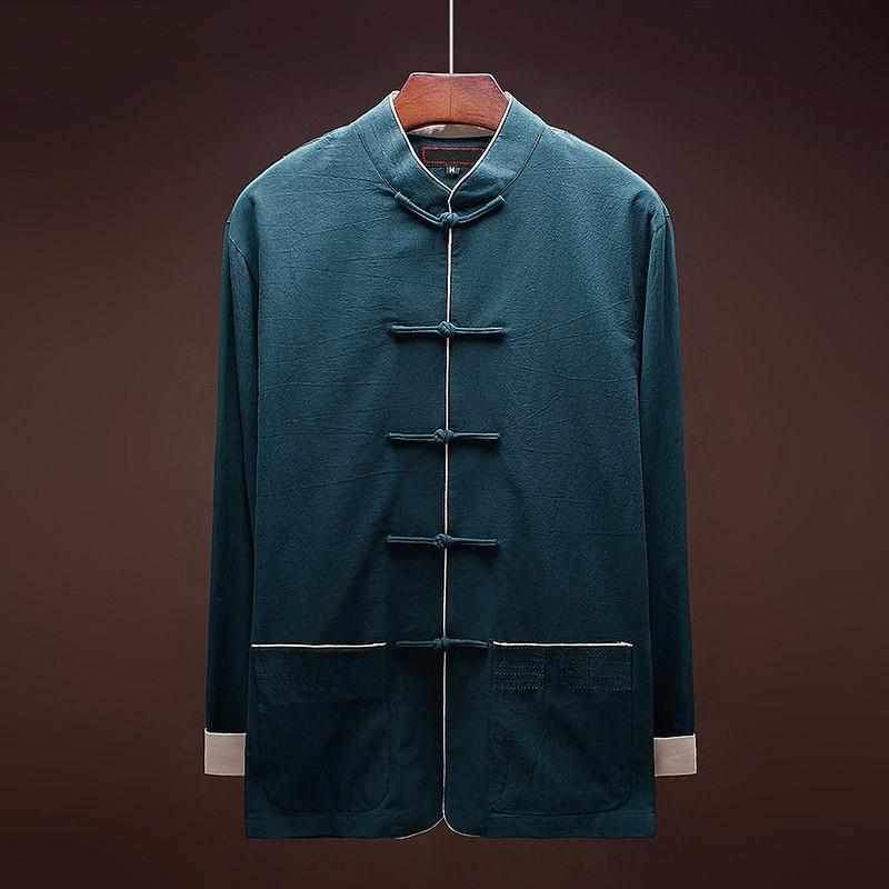Neo Classic Contrast Mandarin Kung Fu Button Jacket-Neo Dynasty - Dynasty Clothing MMA