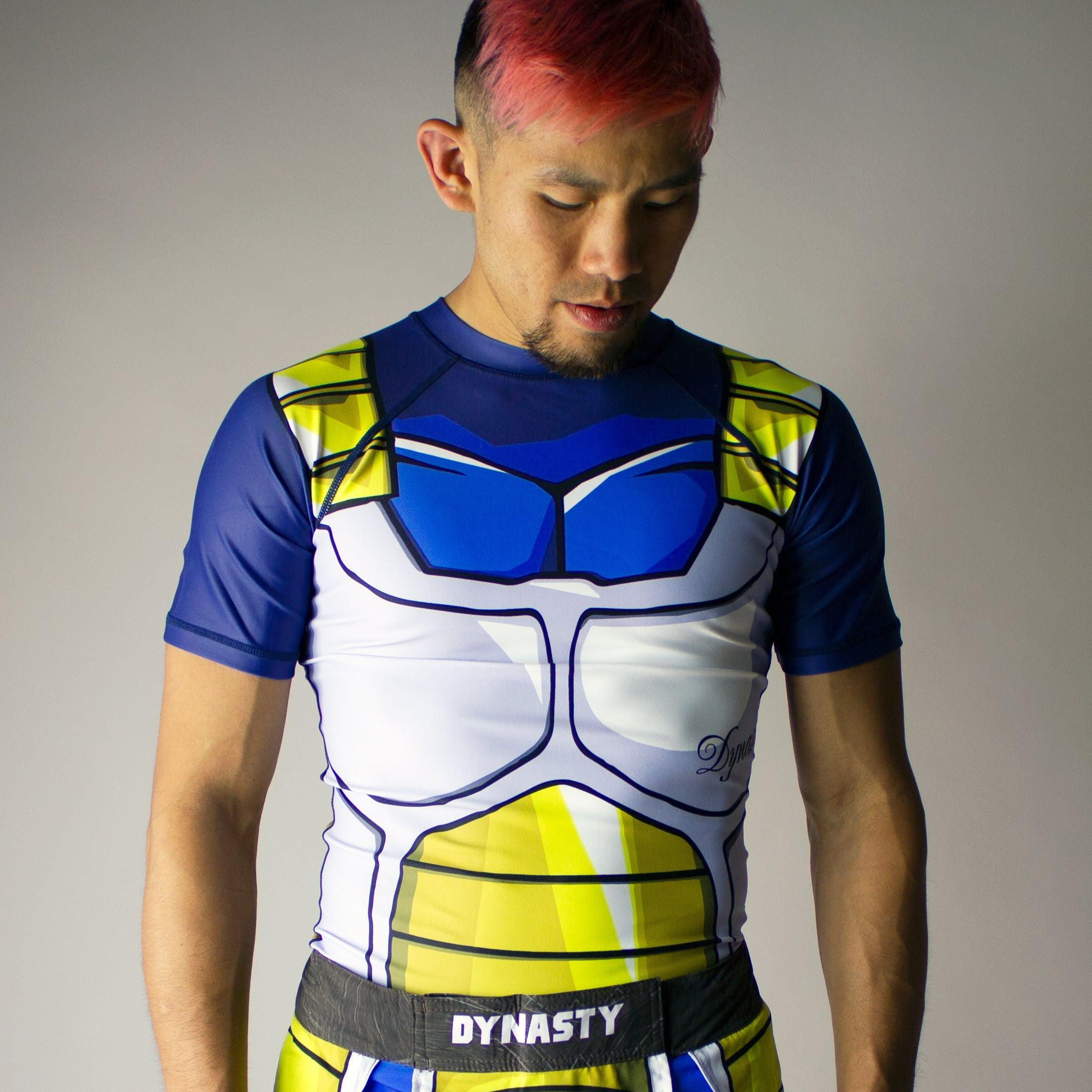 Over 9000 V3 Super Saiyan Armor Rash Guard-Rash Guards - Dynasty Clothing MMA