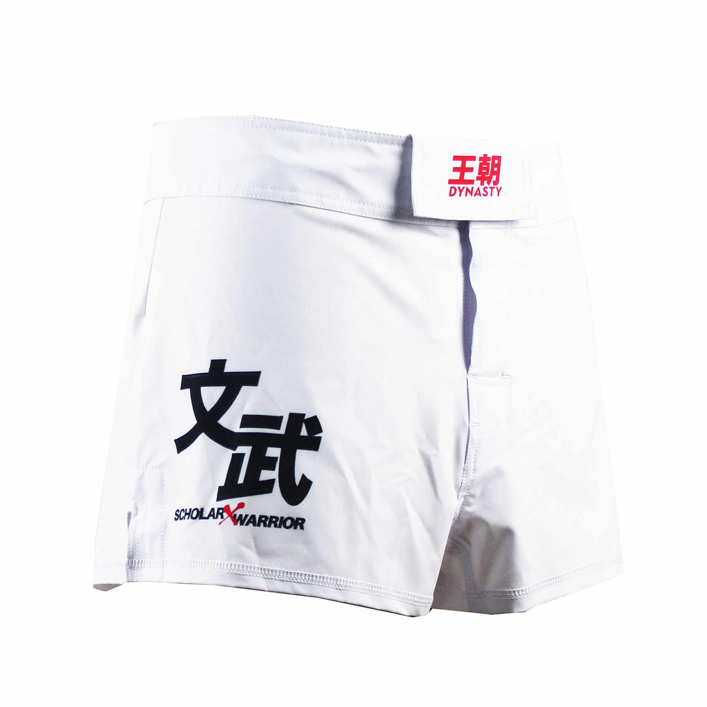 Scholar Warrior MMA Fight Shorts (White)-Fight / Grappling Shorts - Dynasty Clothing MMA