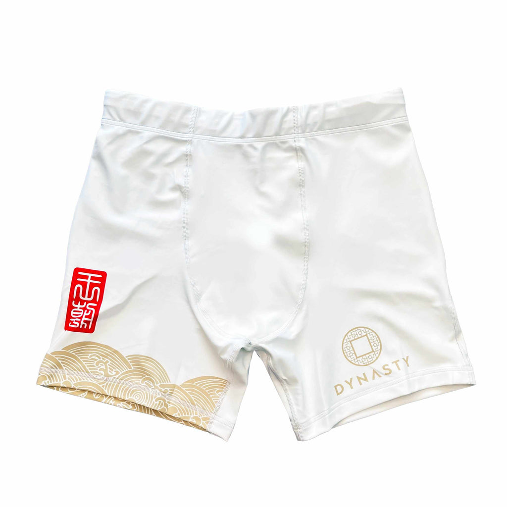 Storm Riders Elite Compression Shorts (Vale Tudo) (White)-Compression Shorts - Dynasty Clothing MMA